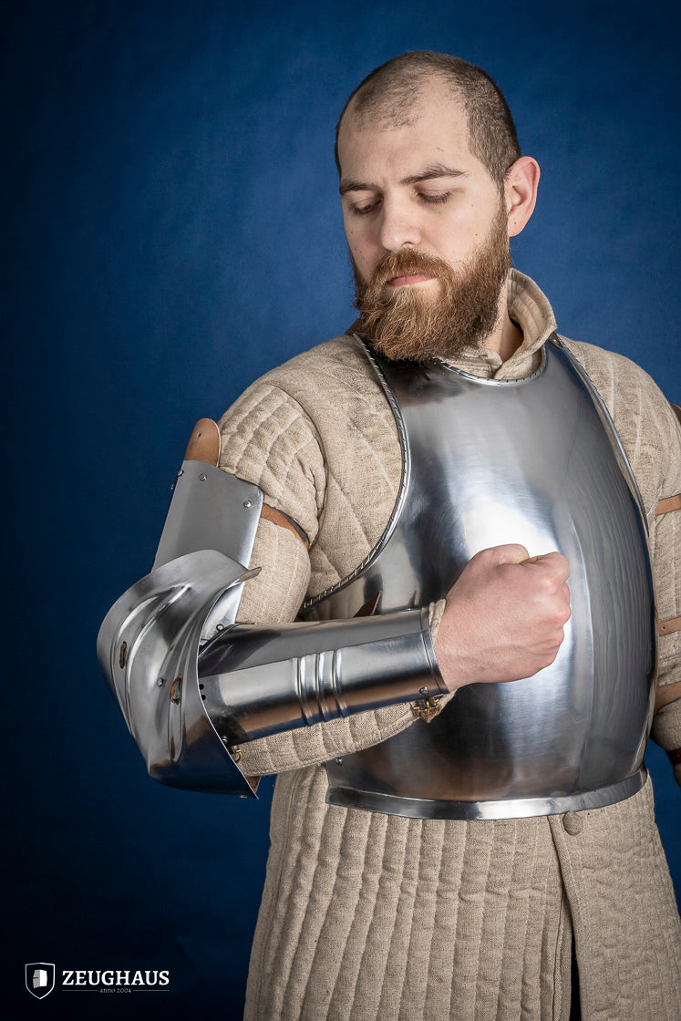 15th Century German Arm Armor - 1.2mm Polished Steel Medieval Gauntlet for LARP, Cosplay & Historical Reenactment