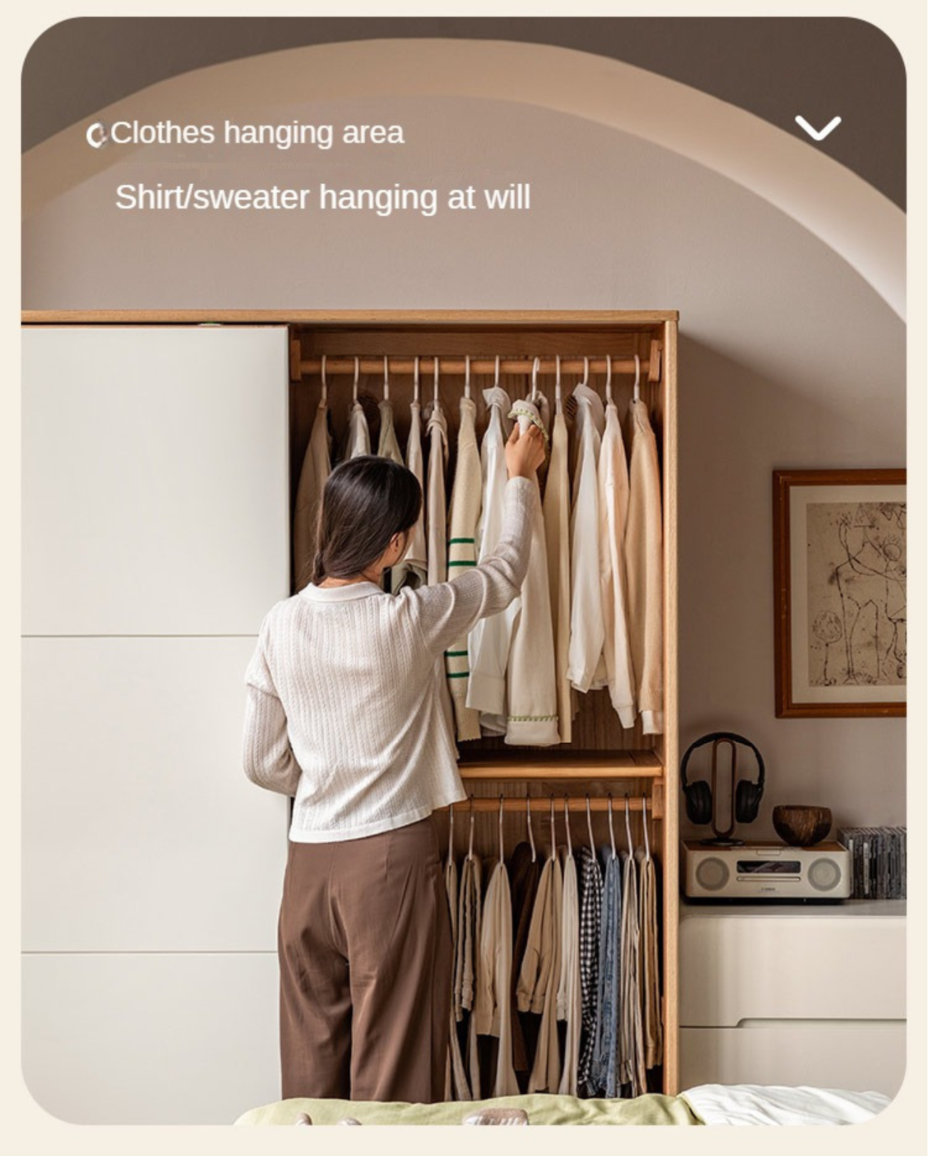 Solid Oak Wood Sliding Door Wardrobe Closet - Modern Storage Solution for Bedroom, Living Room & Office Organization