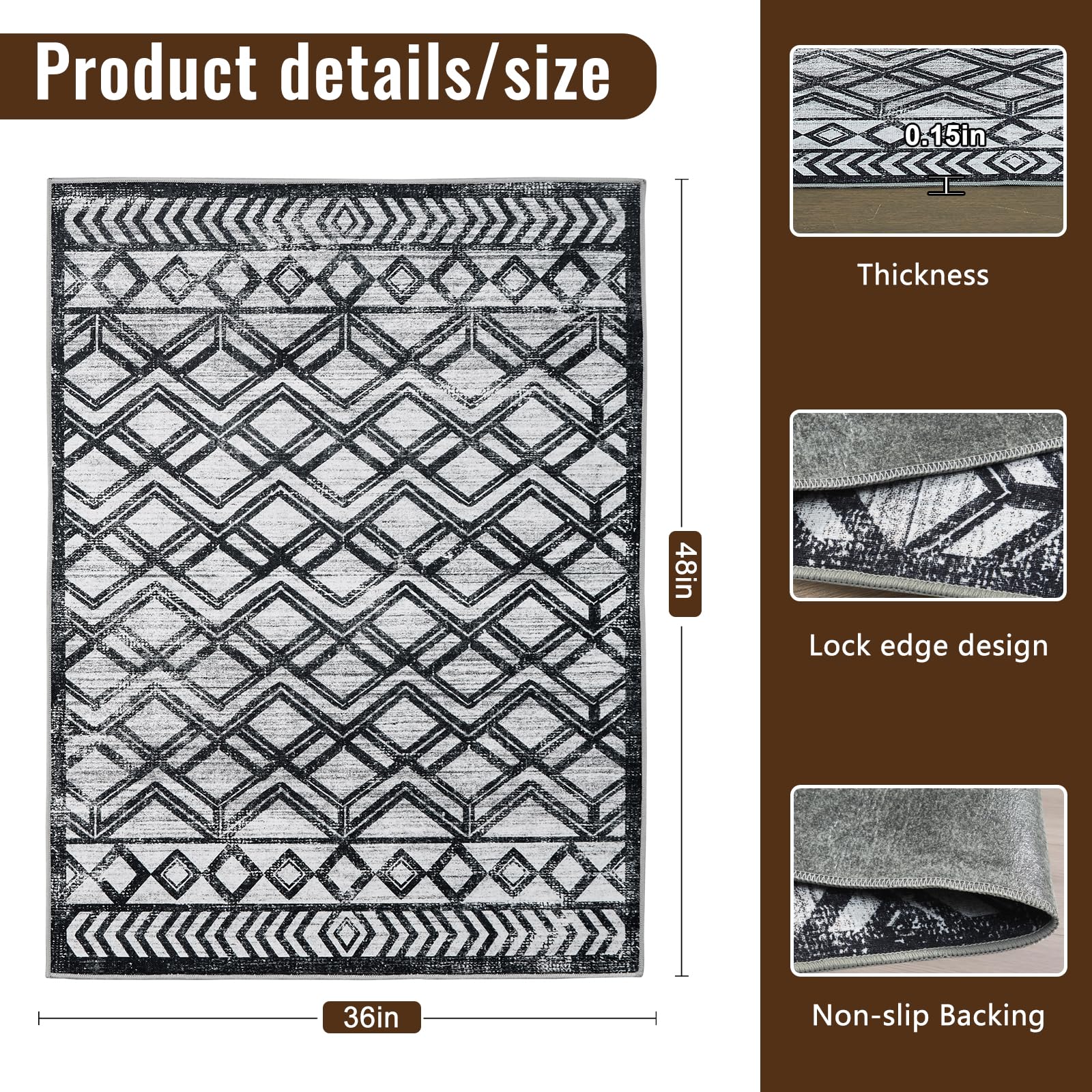 36”x48” Office Chair Mat for Hardwood Floors - Non-Slip Floor Protector with Prismatic Design, Washable Desk Rug for Home & Office Use - Perfect Under Computer Chairs to Protect Hardwood & Tile Floors