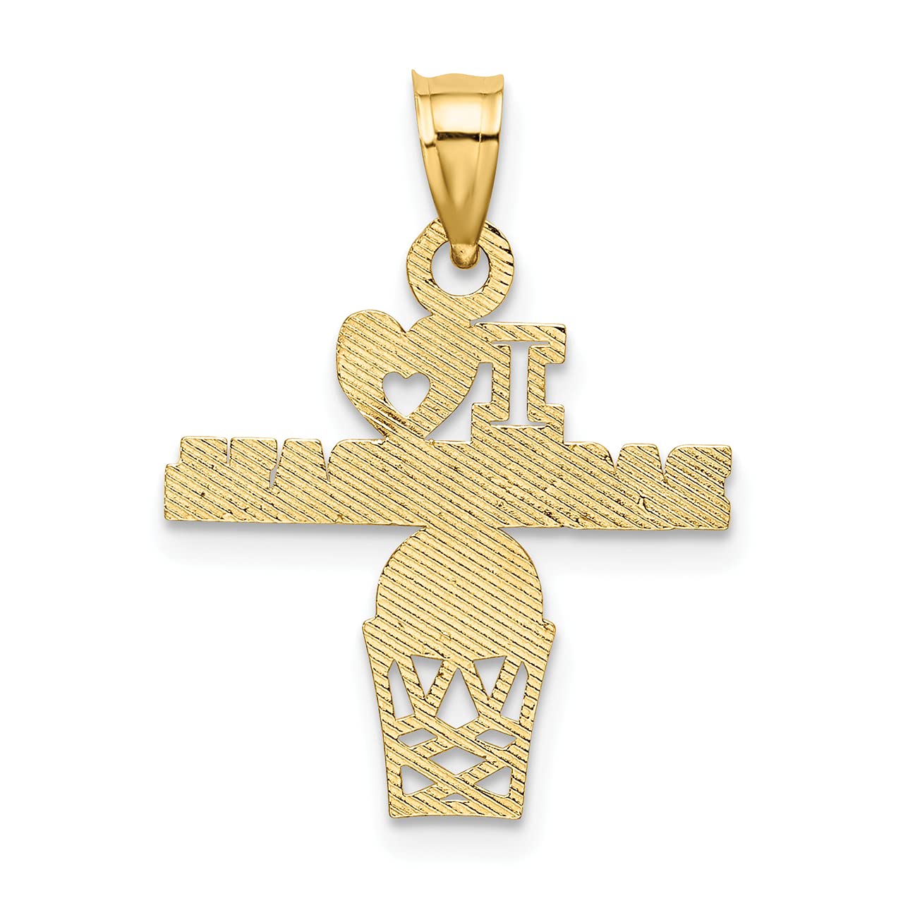 14k Yellow Gold I Heart Basketball Charm Pendant - Lex & Lu Jewelry for Basketball Lovers - Perfect Gift for Players, Fans & Coaches