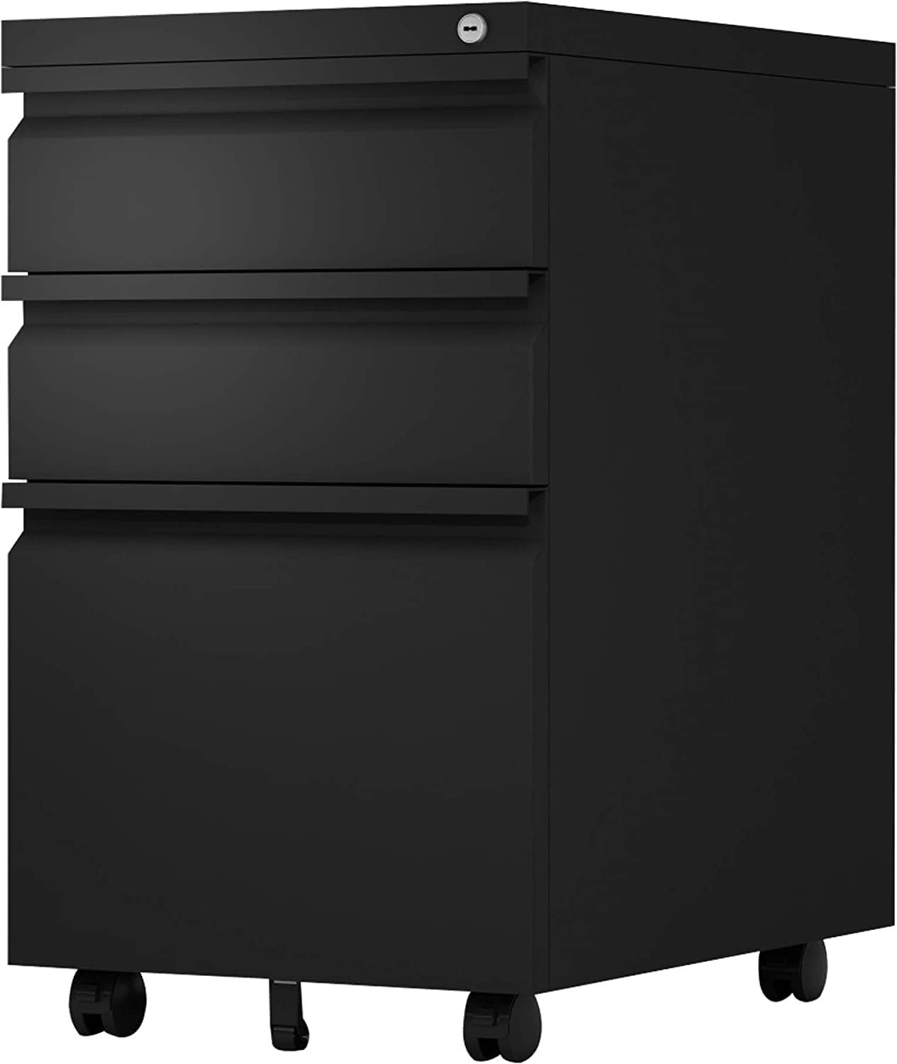 SUPEER 3-Drawer Rolling Metal Filing Cabinet - Under Desk Lockable Storage with Hanging Files for Office Documents, Stationery & Printers | Perfect for Home Office & Workspace Organization