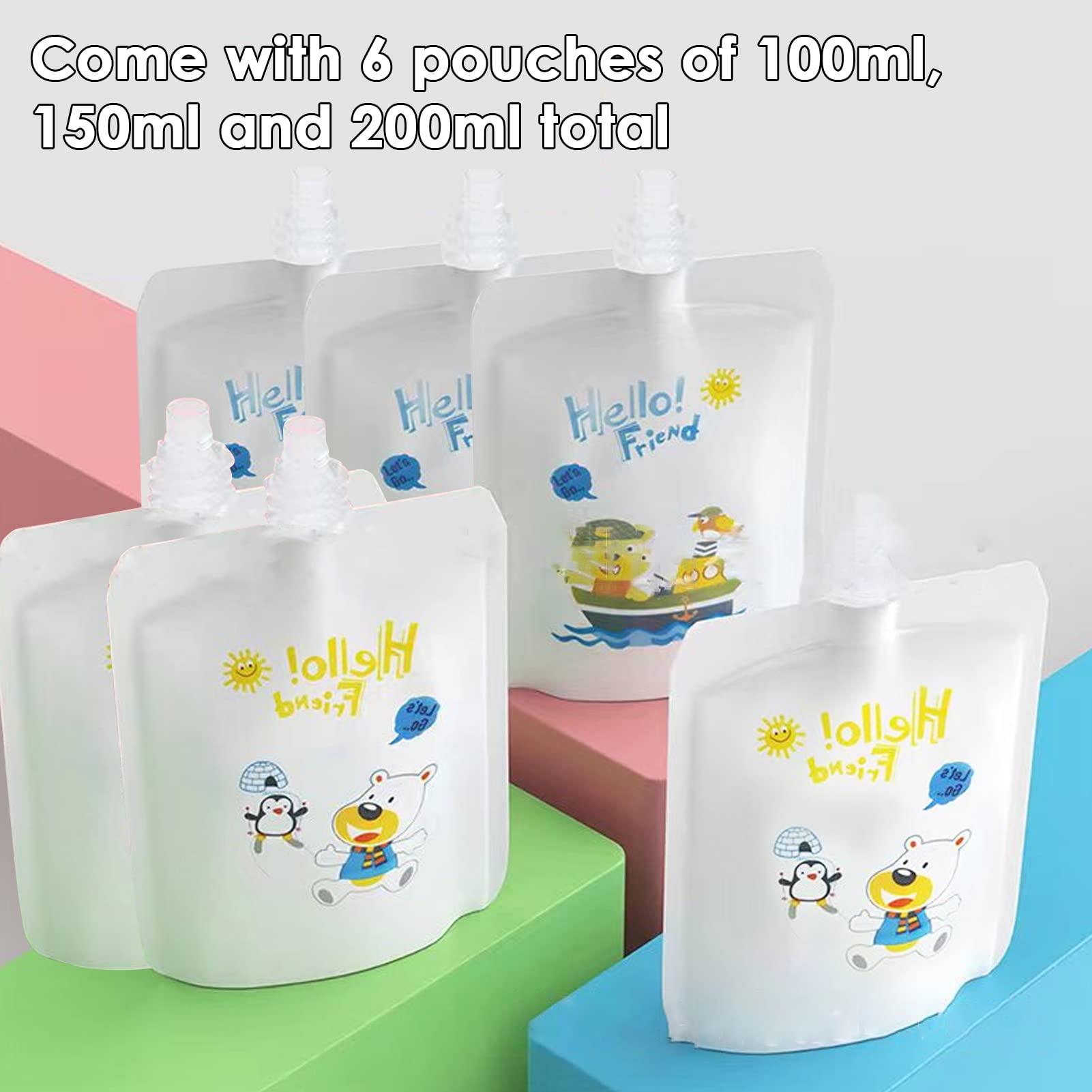 Organic Baby Food Pouch Filler Kit - 7-Piece Reusable Puree Squeeze Pouches for Toddlers & Kids | BPA-Free, Easy Fill & Clean | Perfect for Homemade Baby Food, Snacks & On-the-Go Meals (Green)