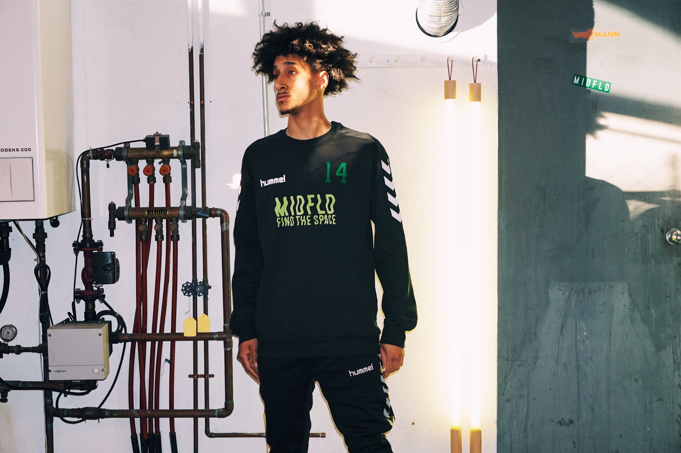 MIDFLD x Hummel Attack in Waves Crewneck Training Top - Men's Athletic Performance Shirt for Gym, Running & Casual Wear