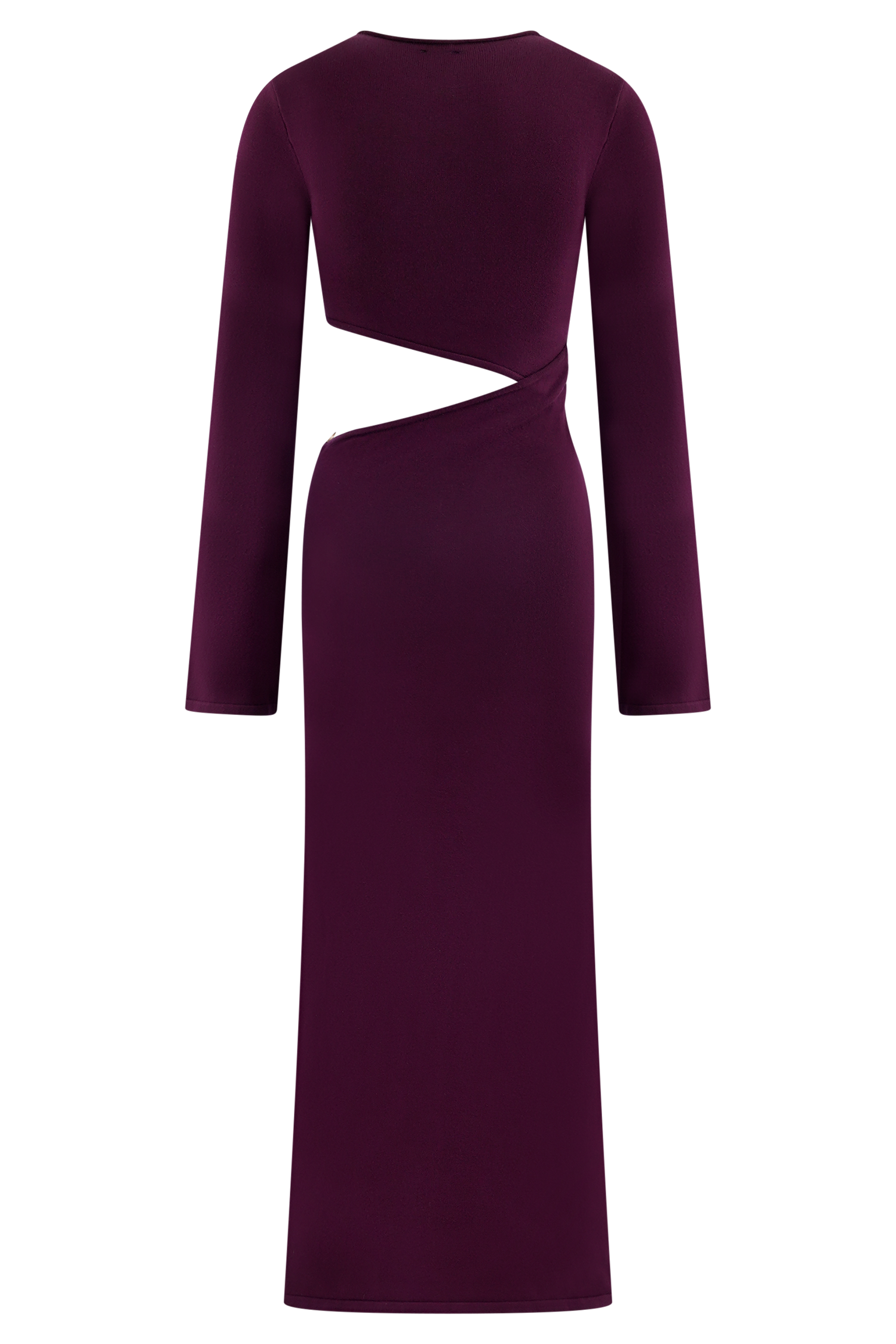Azariah Long Sleeve Knit Midi Dress for Women - Plum Purple Fall Winter Stretchy Casual Dress for Work, Date Night & Holiday Parties