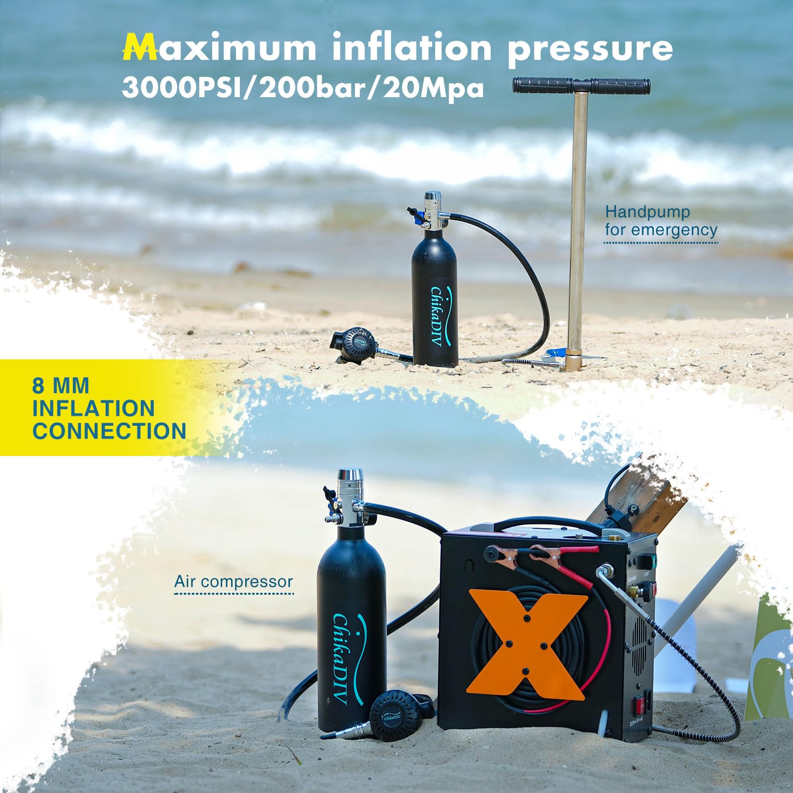 1L Mini Scuba Tank - Portable Emergency Oxygen Tank for Diving, Snorkeling, Fishing & Boat Repair | Compact Scuba Gear for Rescue, Underwater Exploration & Marine Activities