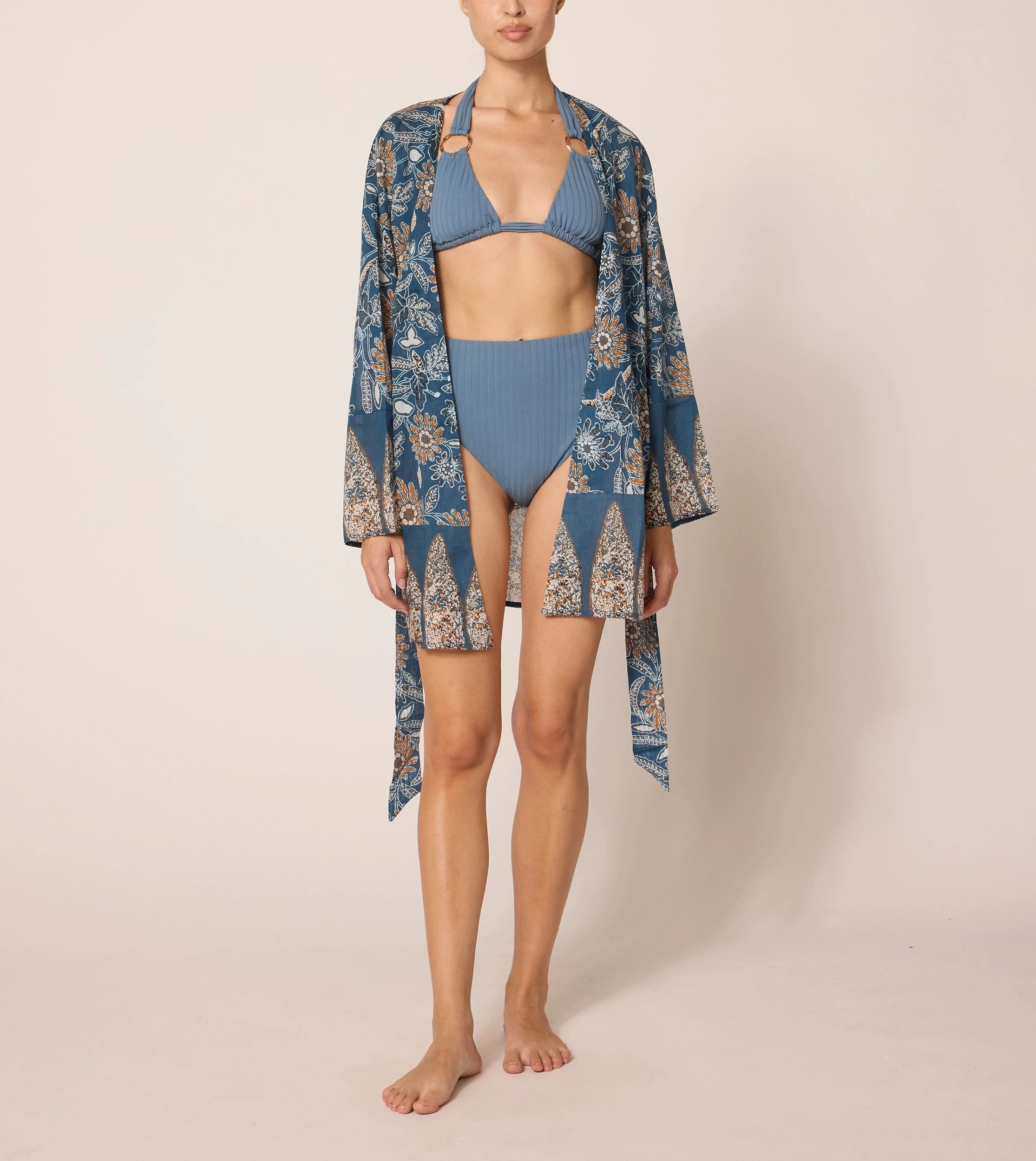 Minerva Kimono - Floral Magnolia Print Women's Kimono Robe | Lightweight Loungewear for Spa, Yoga & Relaxation at Home