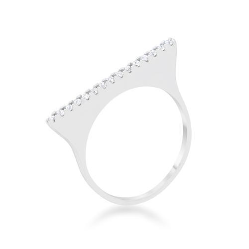0.2ct CZ Rhodium Plated Contemporary Simple Ring for Women - Elegant Minimalist Wedding Band, Anniversary Gift, Everyday Jewelry