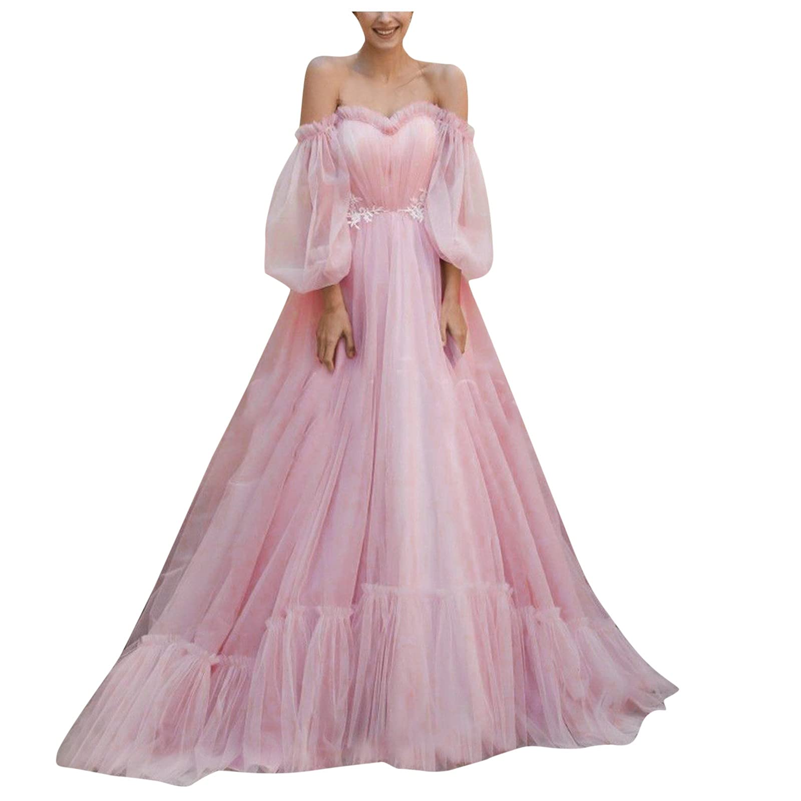 Elegant Aunimeifly Off The Shoulder Lace Dress for Women - Wedding Guest, Evening Party & Special Occasions | Trendy Long Formal Dress for Night Out, Cocktail Events & Summer Weddings
