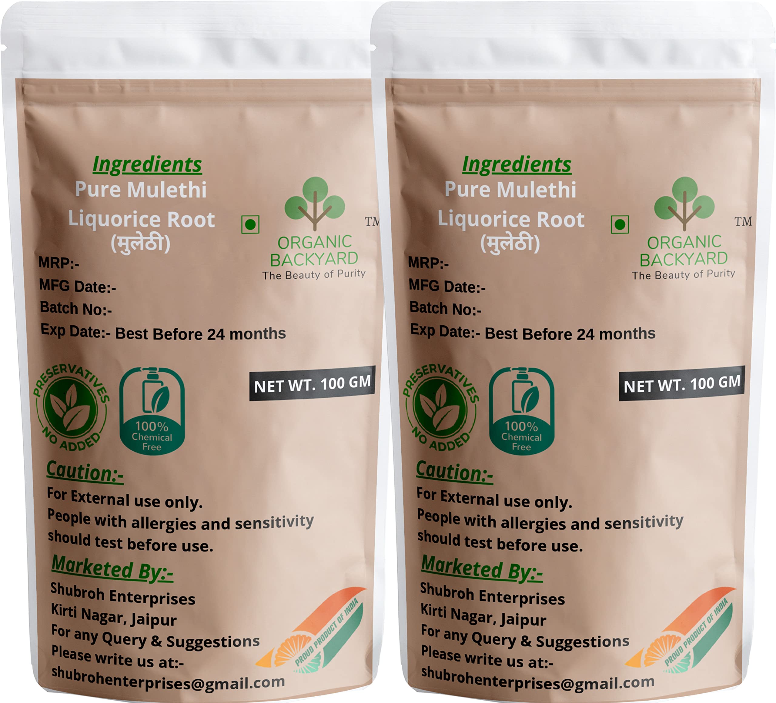 Organic Mulethi Powder 100% Natural Licorice Root Powder for Skin Care - 100g x 2 Pack - Brightens Skin, Reduces Dark Spots & Acne - Perfect for DIY Face Masks & Ayurvedic Beauty Treatments