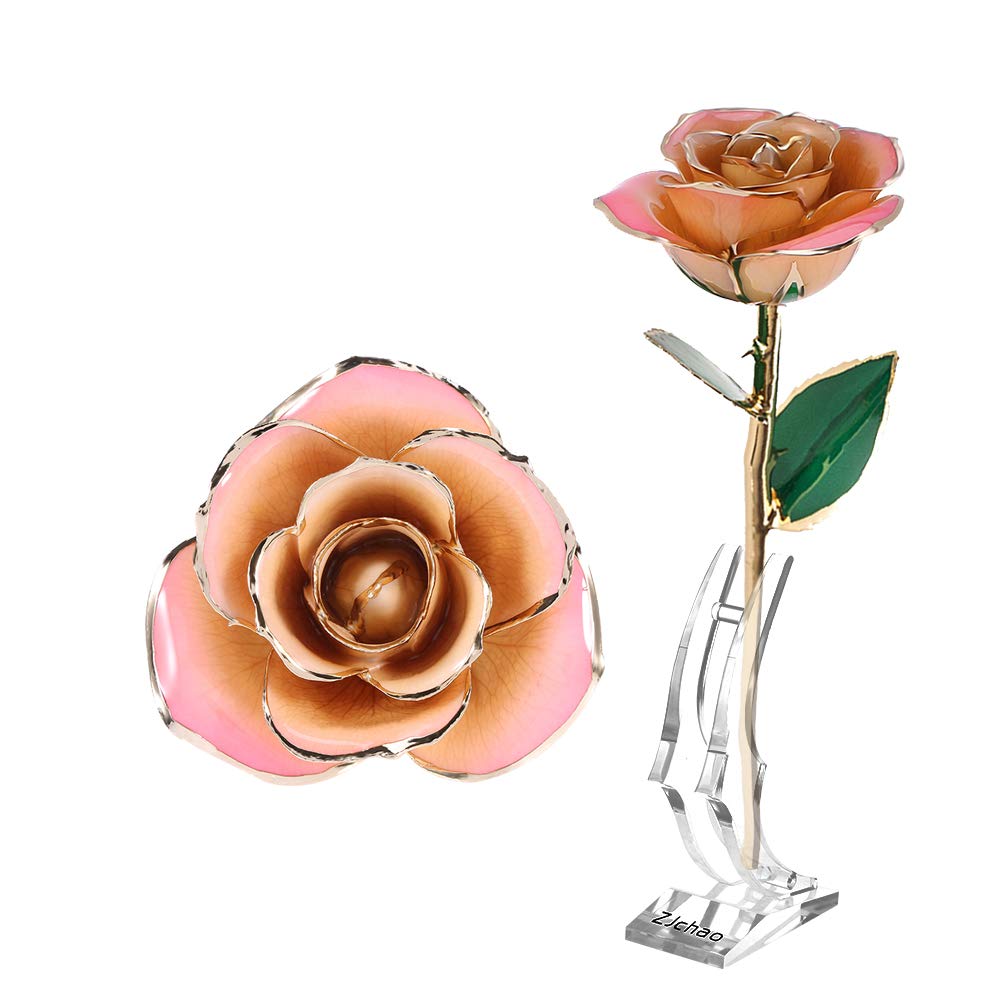 24K Gold Plated Eternal Rose - Real Rose Preserved in 24K Gold, Luxury Gift for Women, Anniversary, Valentine's Day, Wedding Decor & Romantic Home Decor