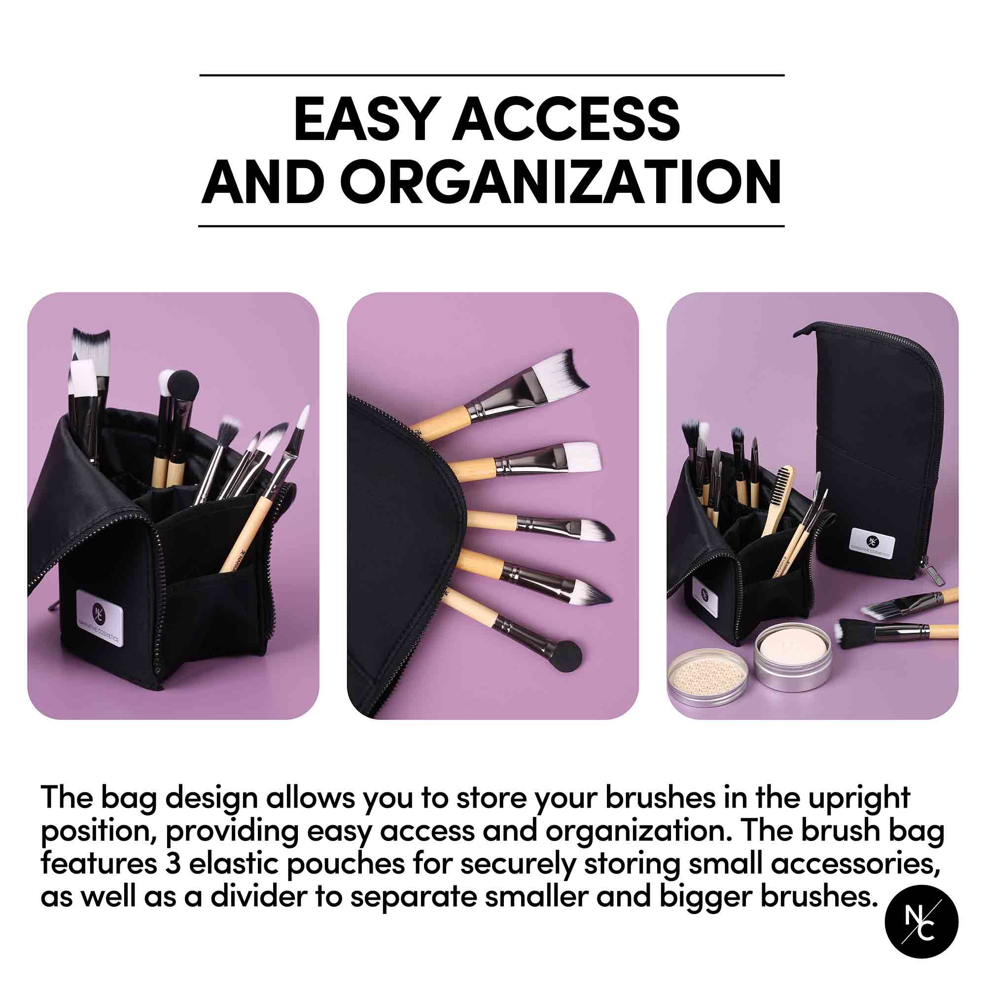 Professional Foldable Stand Up Makeup Brush Organizer Bag - Portable Travel Cosmetic Brush Holder for Makeup Artists & Enthusiasts - Perfect for Home, Salon & On-the-Go Touch Ups