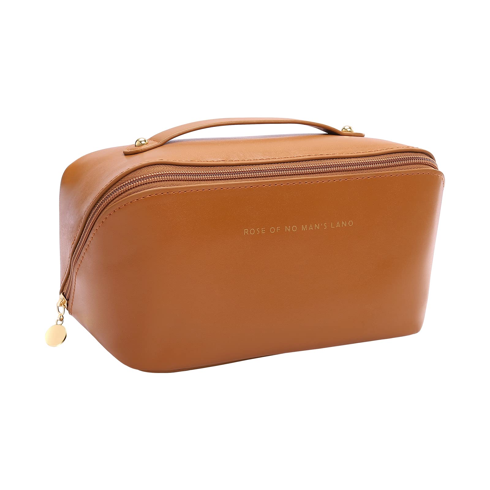 Waterproof Travel Makeup Bag for Women - Large Capacity Cosmetic Organizer (Brown) | Perfect for Vacation, Gym & Daily Essentials Storage