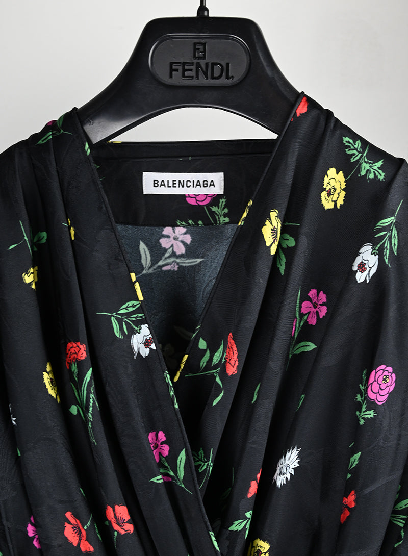 Balenciaga Floral Mini Dress Size 38 - Elegant Summer Party & Cocktail Outfit for Women