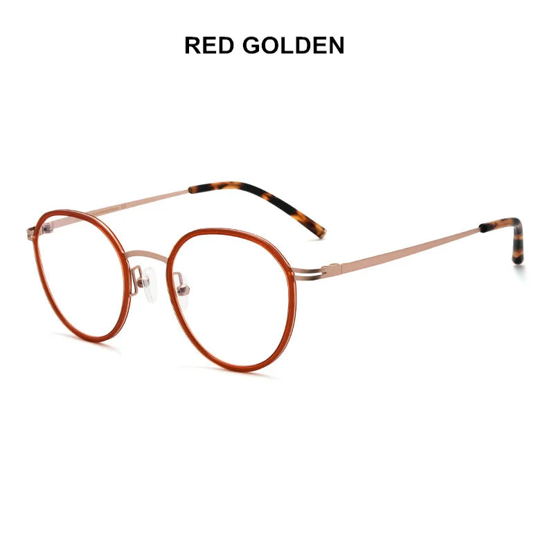 Aimee Unisex Full Rim Round Titanium Acetate Eyeglasses 6007 - Lightweight Durable Frame for Men & Women - Perfect for Reading, Working & Everyday Wear