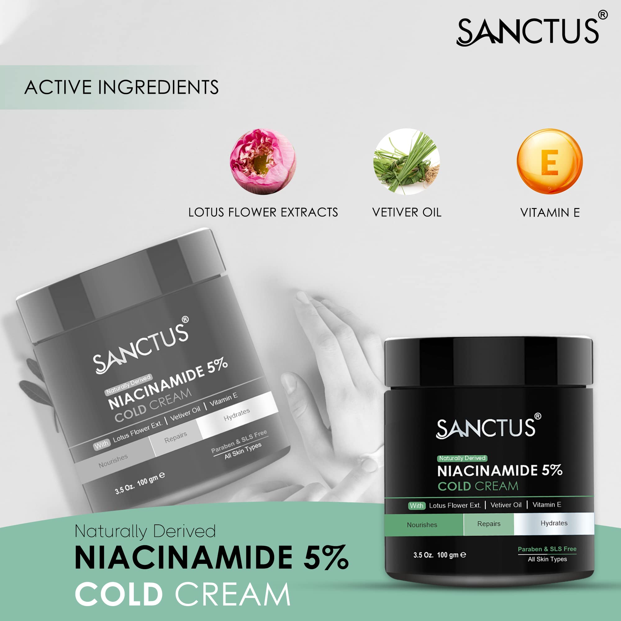 Niacinamide 5% Moisturizing Cold Cream - Organic, Non-Sticky Face Cream for Hydration & Skin Repair - 100g | Perfect for Dry, Sensitive Skin & Nighttime Skincare Routine