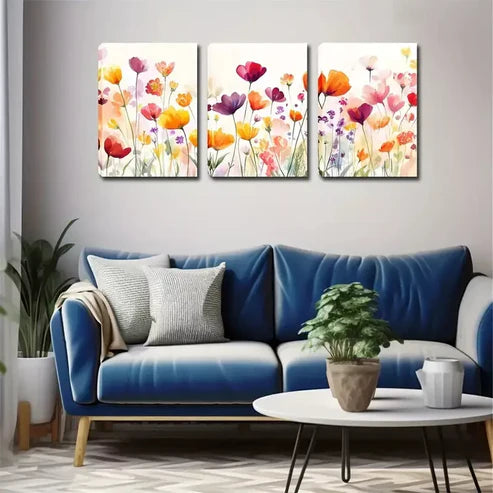 3-Piece Colorful Poppies Wall Art Set - 60x90cm Framed Canvas Prints | High-Quality Australian Made | Ready to Hang | Perfect for Living Room, Bedroom & Office Decor