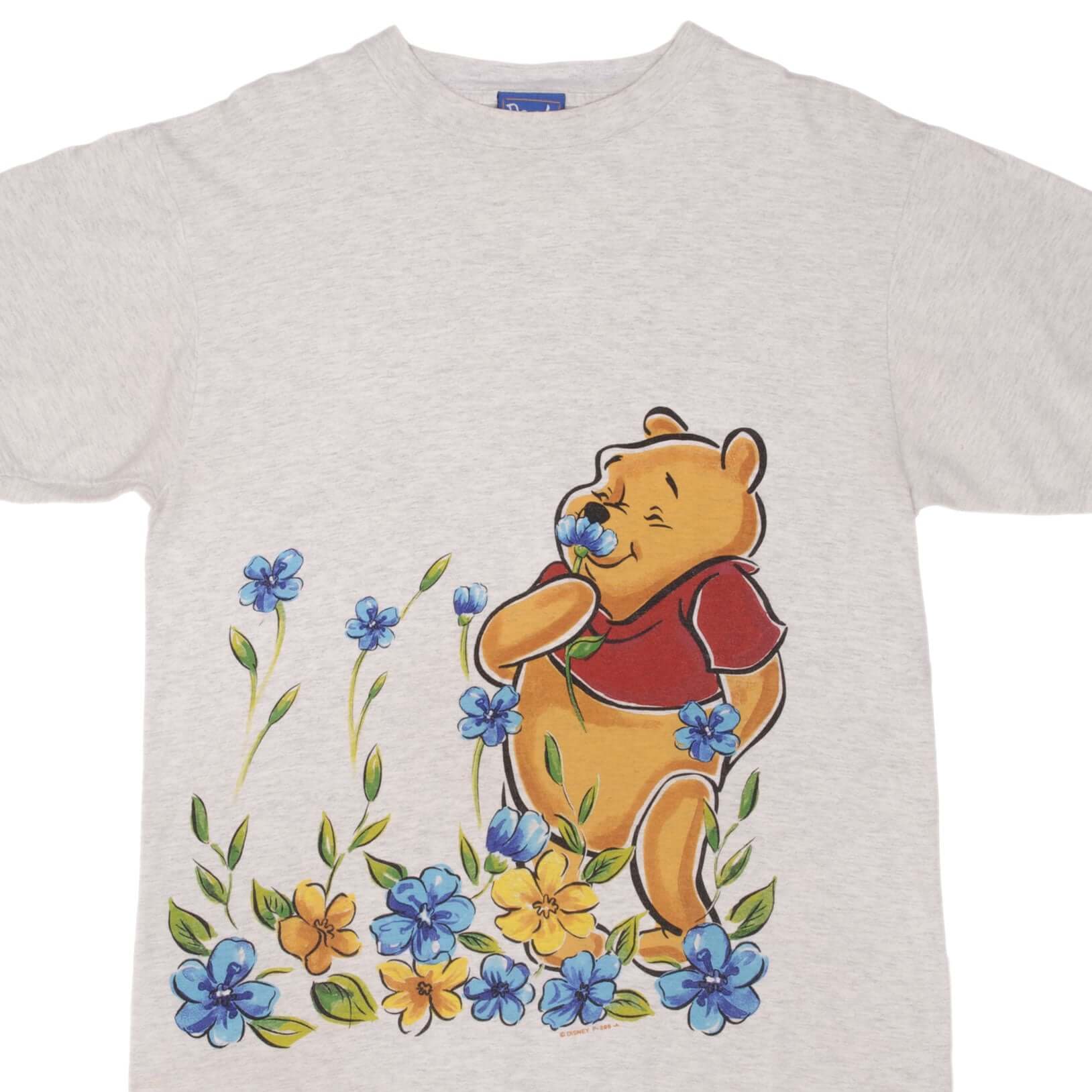 Vintage 1990s Disney Winnie the Pooh Flower Graphic T-Shirt - Large Size for Men & Women - Casual Wear, Gift for Disney Fans, Retro Style Outfit