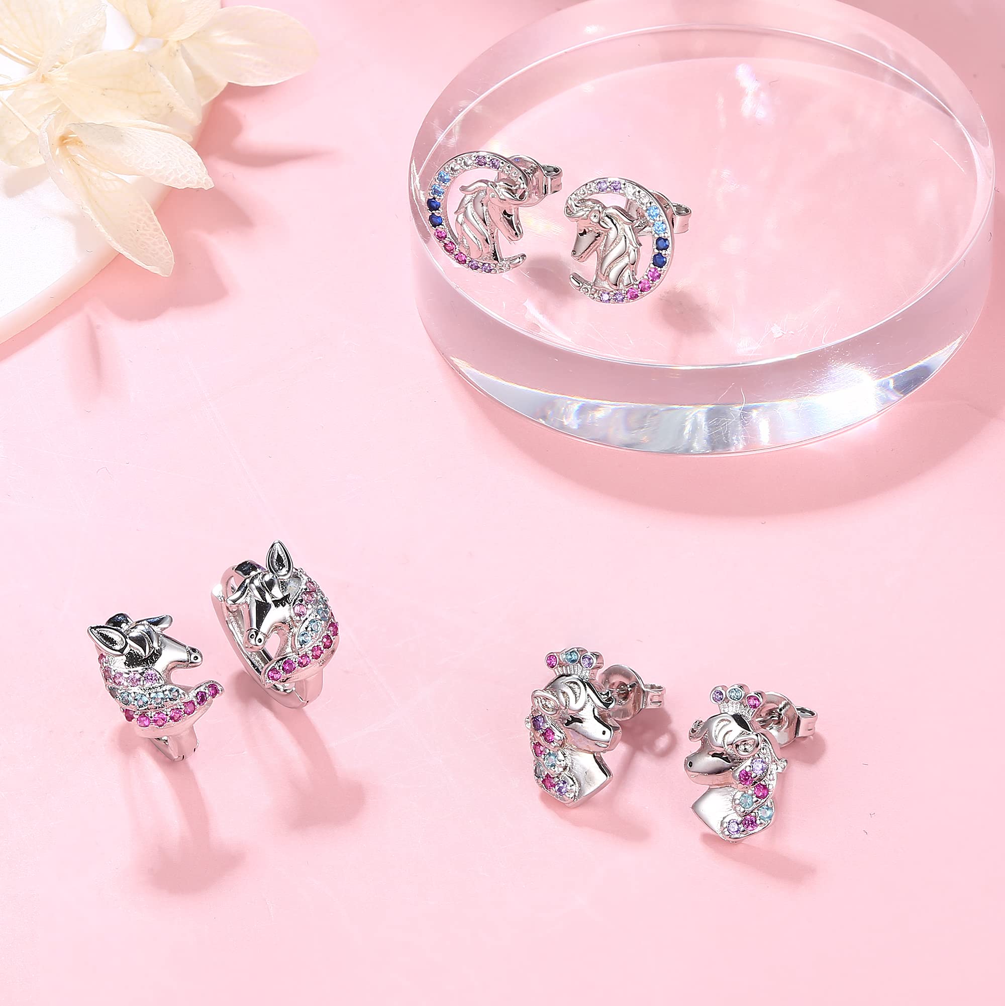YADOCA 3 Pairs 925 Sterling Silver Earrings for Women & Girls - Hypoallergenic Hoop & Stud Earrings Set with Cubic Zirconia - Small Cartilage Hoops for Kids, Teens & Adults - Perfect Gift for Birthday, Christmas & Special Occasions