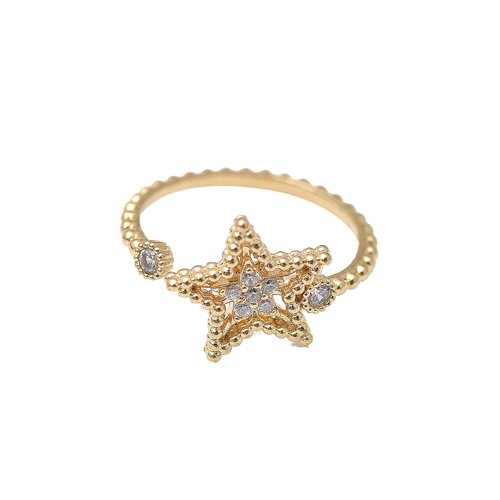 Spinning Daisy Crystal Star Open End Adjustable Ring for Women - Boho Chic Jewelry Gift for Birthday, Party & Everyday Wear