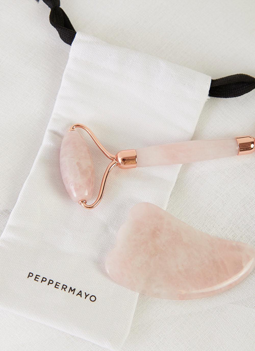 Rose Quartz Gua Sha & Roller Set for Face - Natural Jade Stone Facial Massage Tools for Skin Care, Lymphatic Drainage & Anti-Aging - Perfect for Home Spa & Self-Care Routine