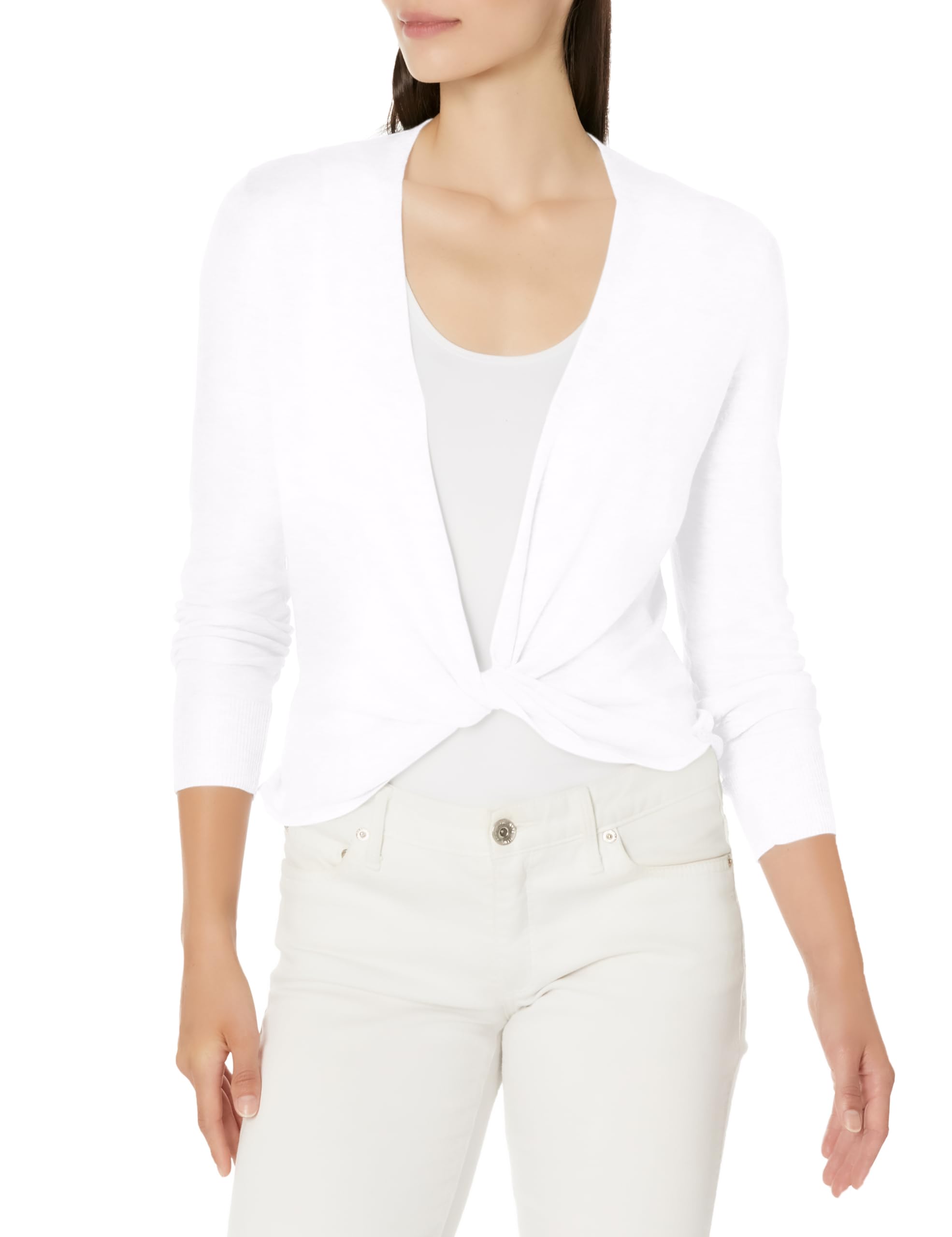 NIC+ZOE Women's 4-Season Stretch Knit Cardigan Sweater - Soft Paper White | Versatile Layering for Office, Travel & Casual Outfits
