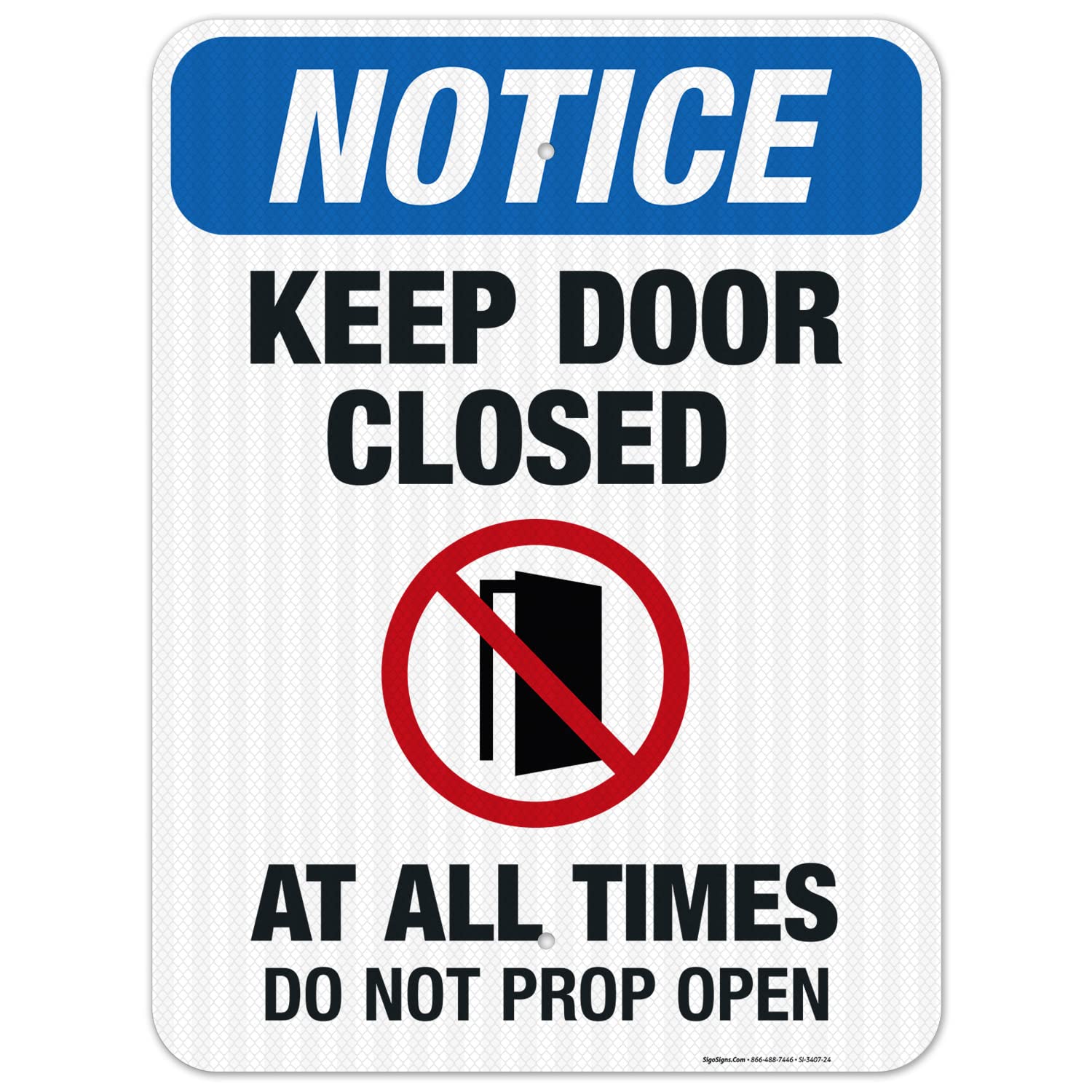 OSHA Compliant 'Keep Door Closed at All Times' Reflective Safety Sign - 18x24 Inches, 3M EGP .080 Aluminum, Fade Resistant for Indoor/Outdoor Use - Made in USA - Ideal for Warehouses, Offices, and Public Buildings