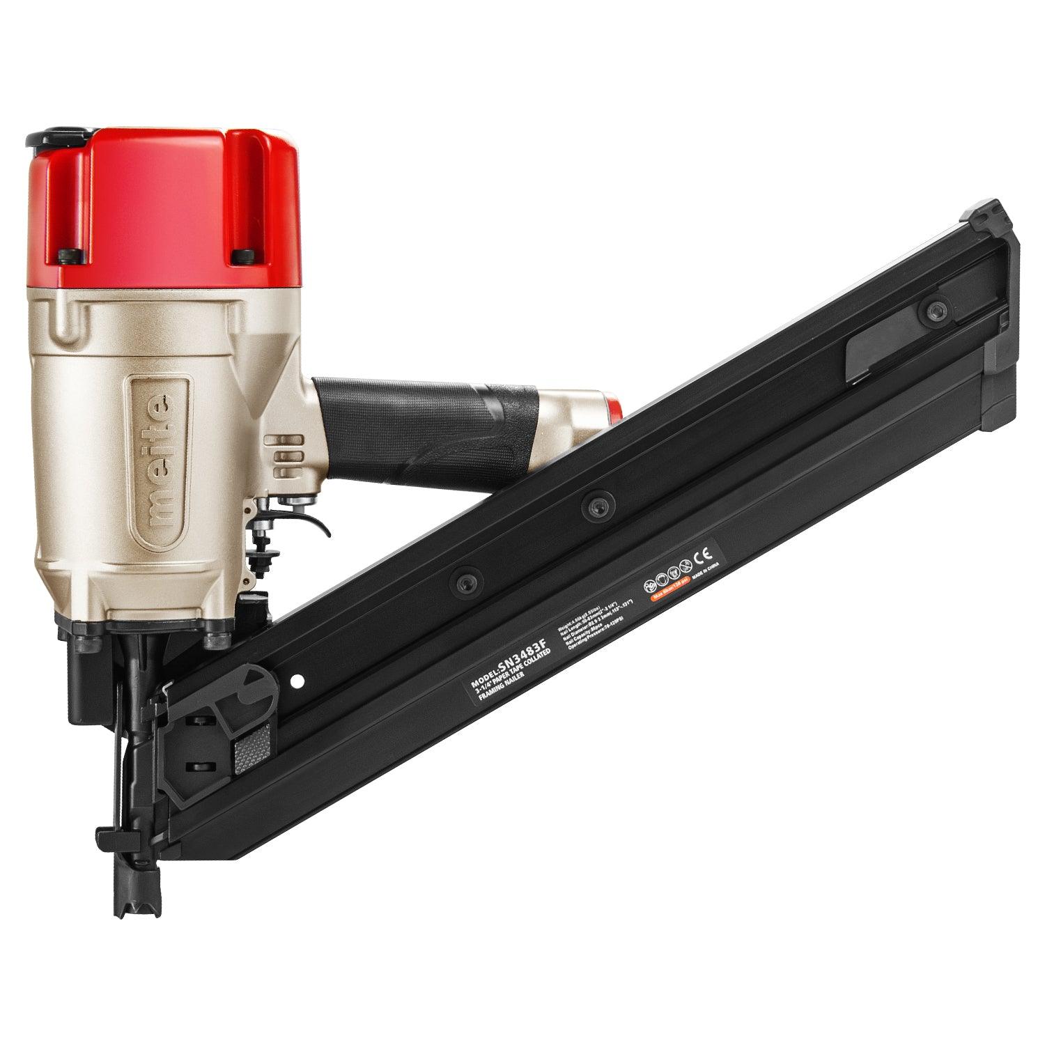 30 Degree Round Head Framing Nailer - 2 to 3-1/4 Inch Paper Collated Nails (Model SN3483F) | Perfect for Roofing, Decking & Framing Construction Projects