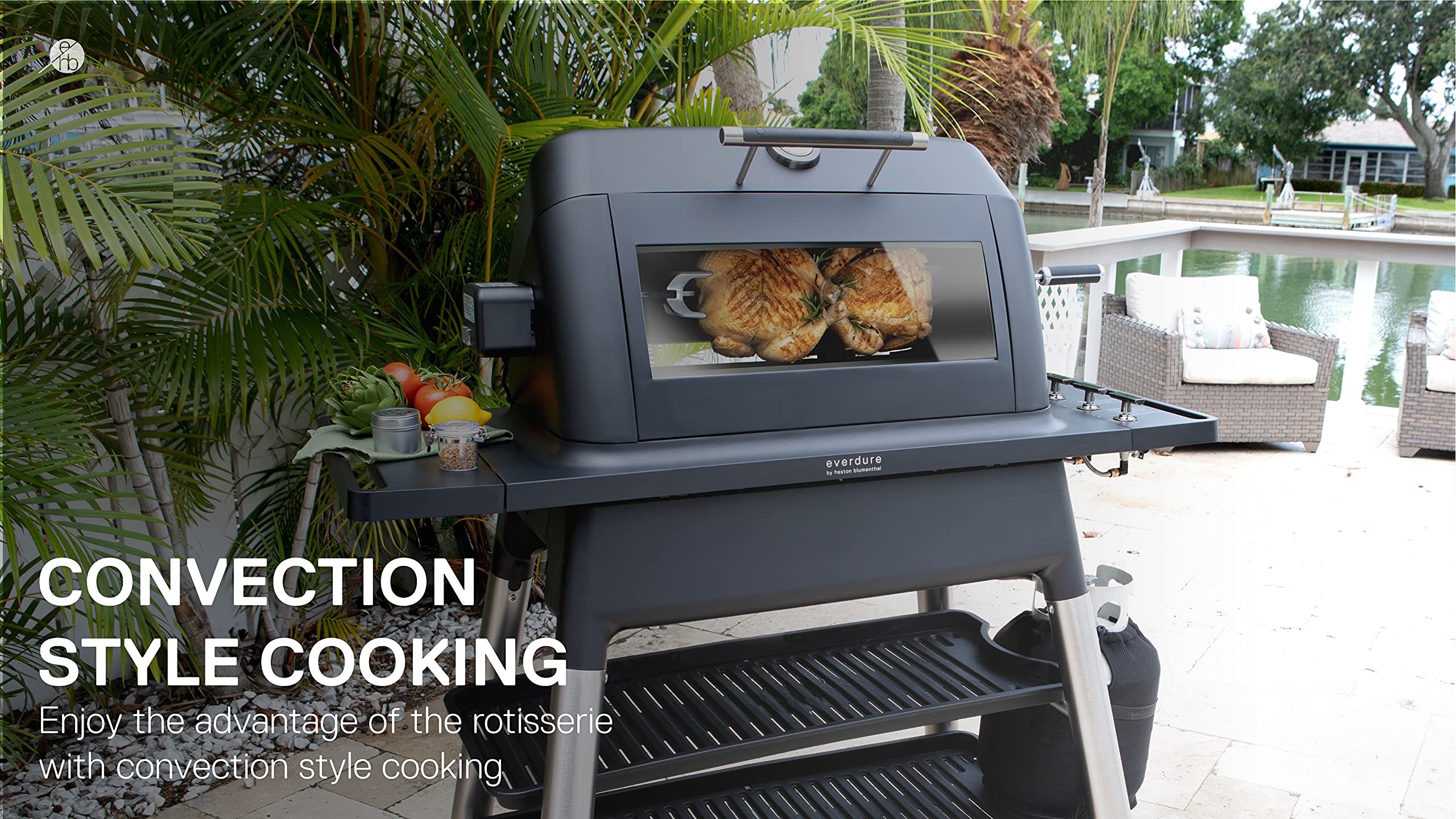 Everdure Rotisserie Kit with Internal Viewing Light - Compatible with Gas Grills | Rotating Spit with Large Glass Window & Collapsible Design | Perfect for Backyard BBQs, Camping & Outdoor Cooking