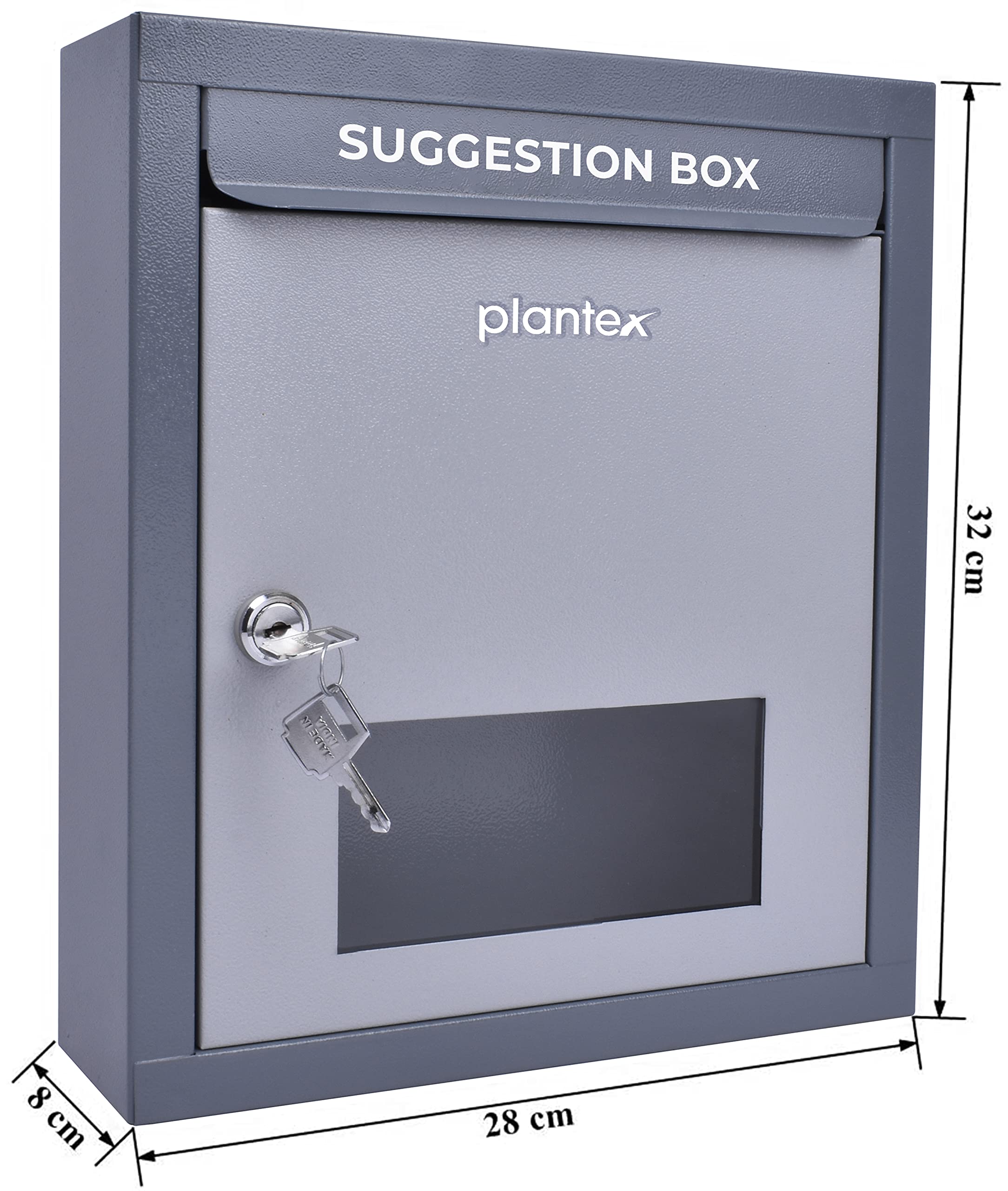 Plantex All-in-One Multi-Purpose Lockable Box - Letter Box, Post Box for Home & Office Gate, Suggestion Box, Complaint Box, Donation Box - Table Top or Wall Mount (Grey, Pack of 1) - Perfect for Secure Mail Collection, Office Feedback & Charity Donations