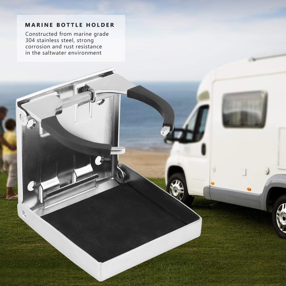 Adjustable Stainless Steel Folding Cup Holder for Boats, Trucks & RVs - Secure Drink Holder for Marine, Camping & Travel Use