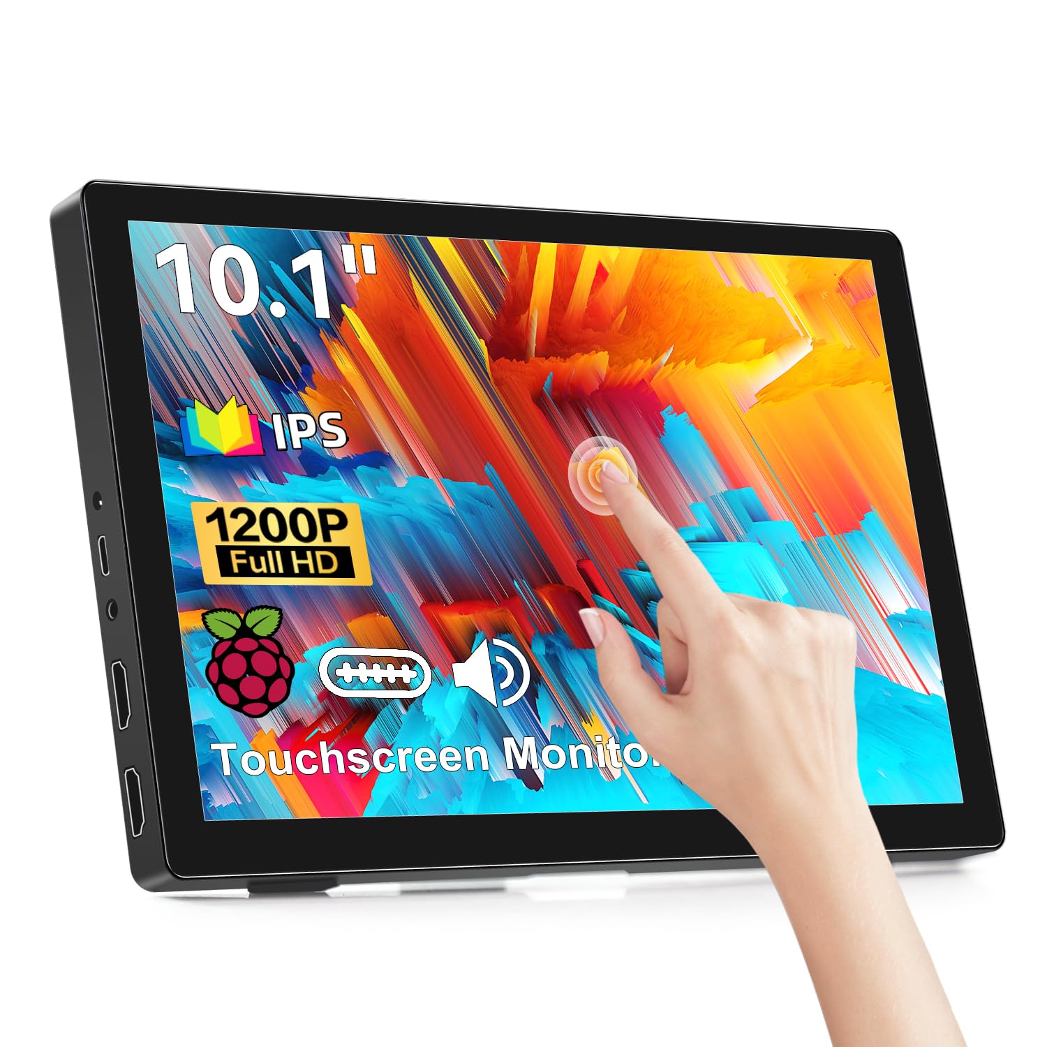 10.1 Inch Portable Touchscreen Monitor - Full HD 1920x1200 IPS Display with HDMI & USB-C - External Second Screen for Laptop, PC, PS4, PS5, Xbox - Perfect for Gaming, Office Work and Travel