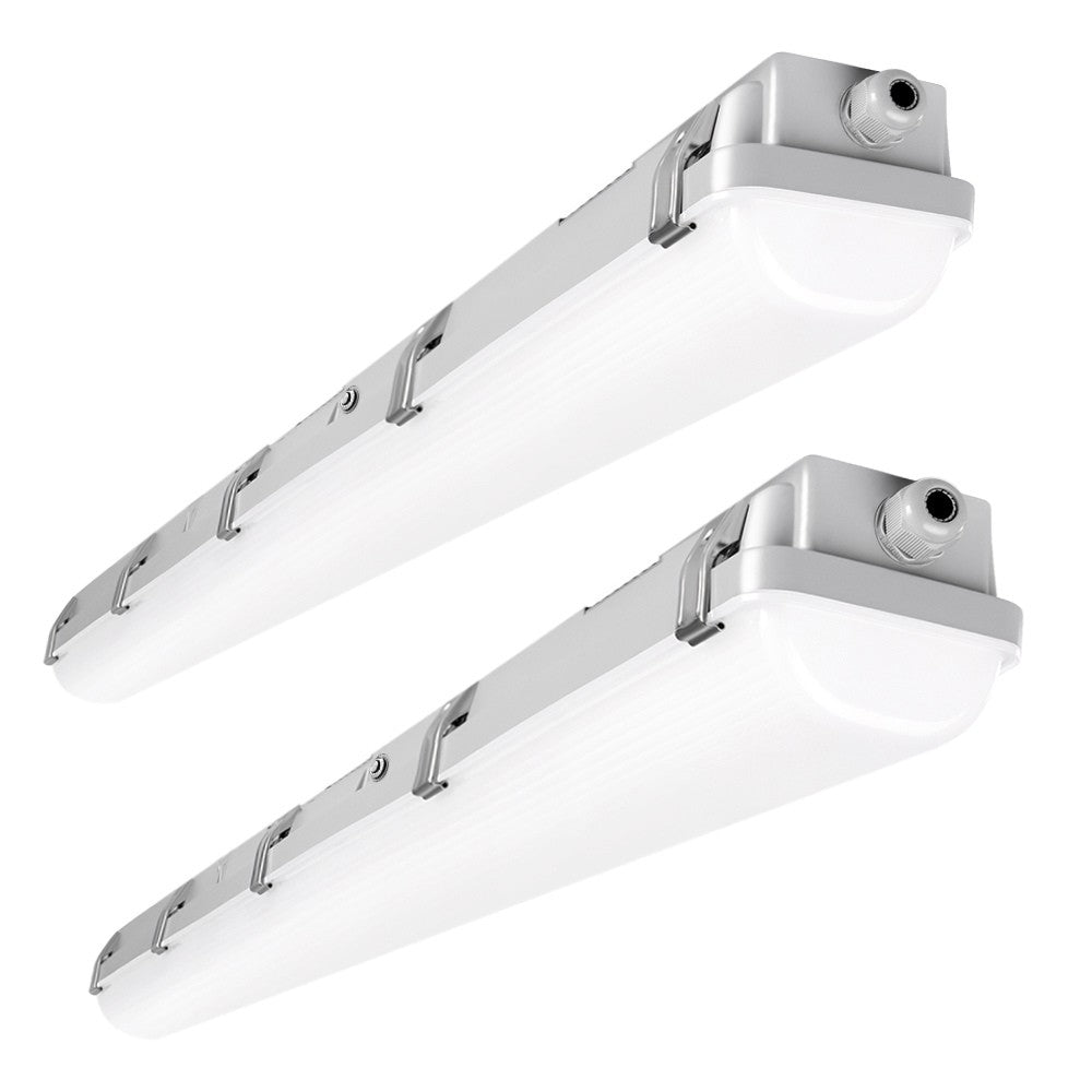 4ft Vapor Tight LED Light Fixture - 2 Pack, 50W/40W/30W Selectable, 6500 Lumens, 5000K/4000K/3000K CCT, 120-277V - Ideal for Garages, Warehouses & Damp Locations