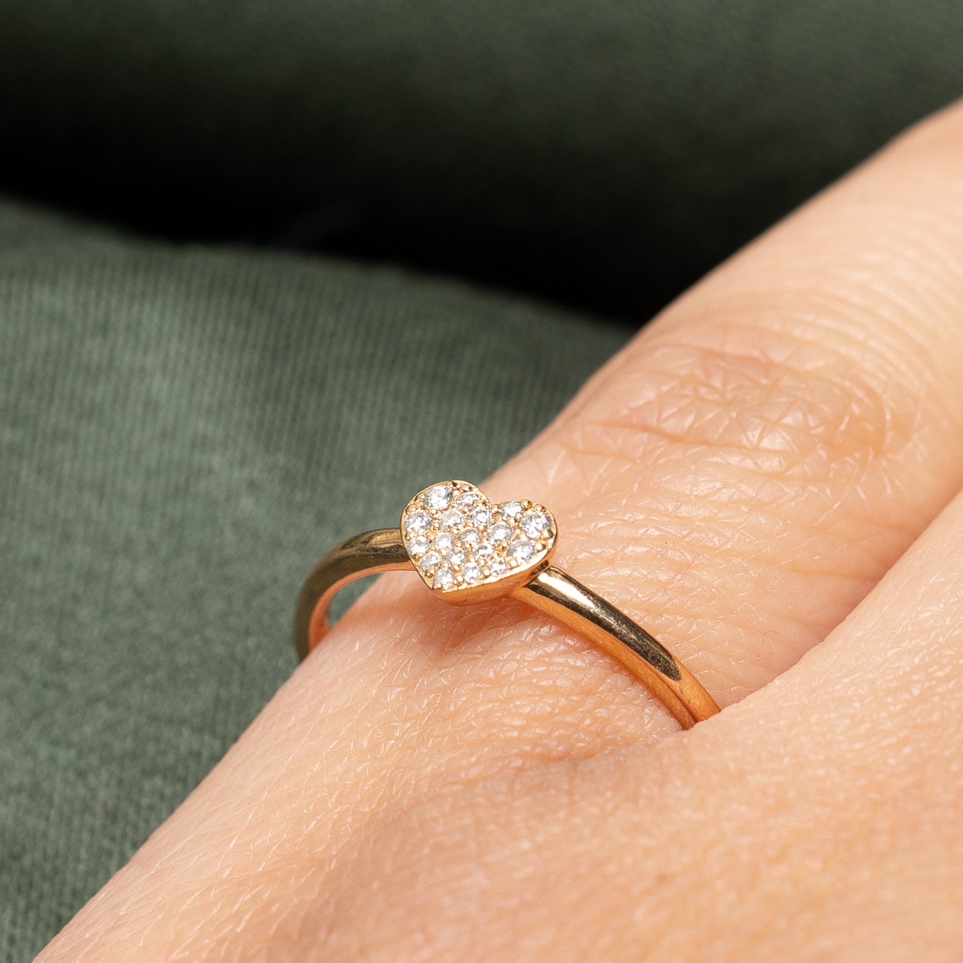 Pavé Set Diamond Heart Shaped Ring 0.07ctw Size 6.25 - Elegant Valentine's Gift, Anniversary Jewelry for Women