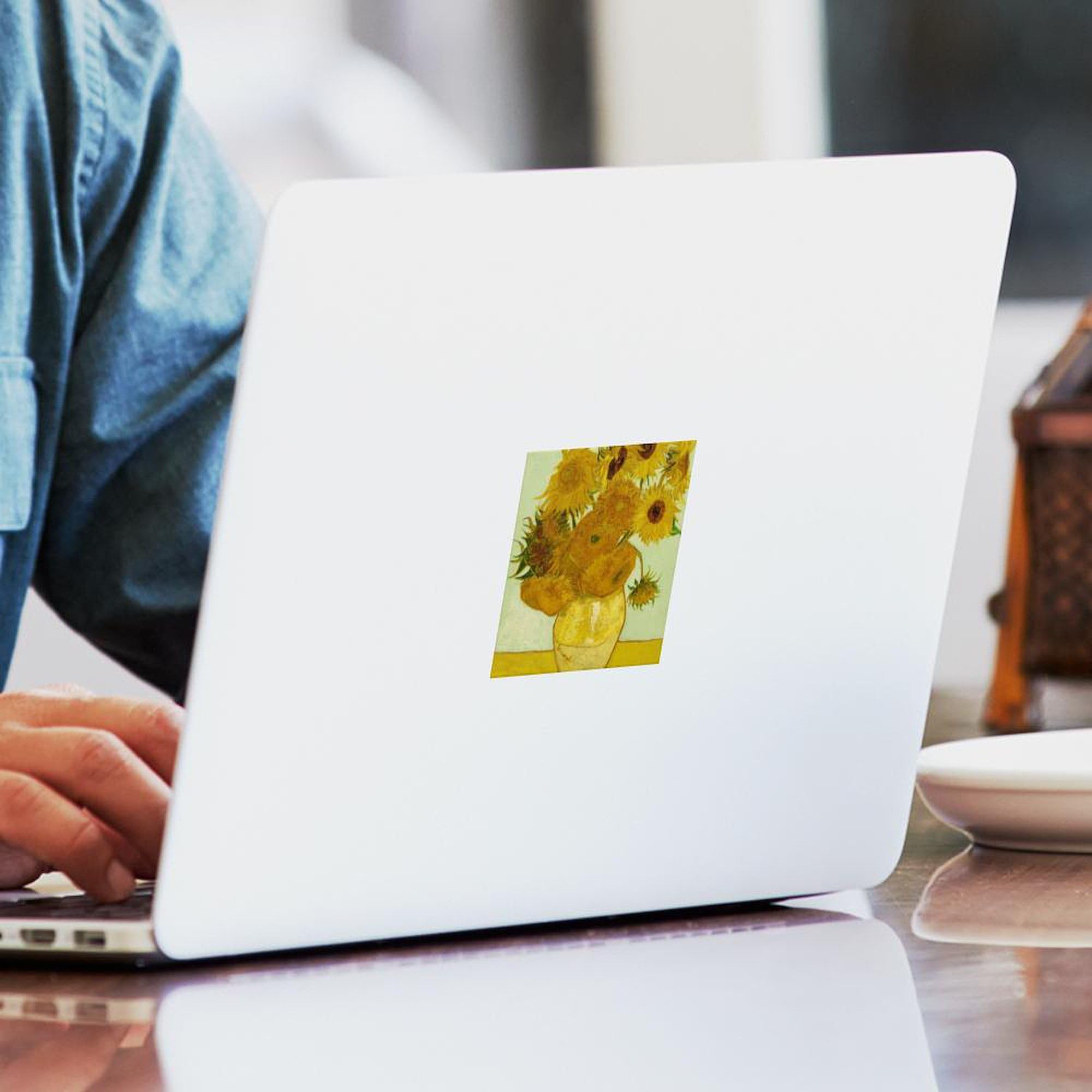Vincent Van Gogh Sunflowers Square Sticker - 3x3 Inch Bumper Sticker, Car Decal for Windows, Laptops & DIY Crafts - Waterproof & UV Resistant for Outdoor Use