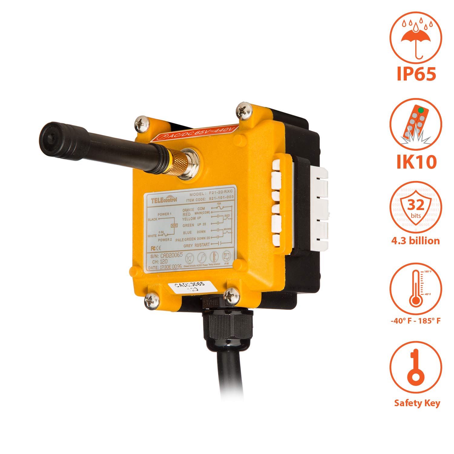 Prowinch 2 Channel 2 Speed Wireless Remote Control Switch - Multi Voltage 65V-440V AC - for Industrial Equipment, Hoists, Cranes & Motors