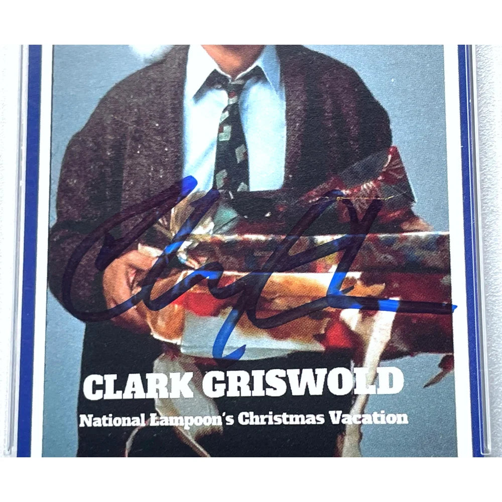Chevy Chase Autographed Christmas Vacation Trading Card - PSA Certified Clark Griswold Signed Memorabilia - Perfect for Holiday Collectors & Movie Fans