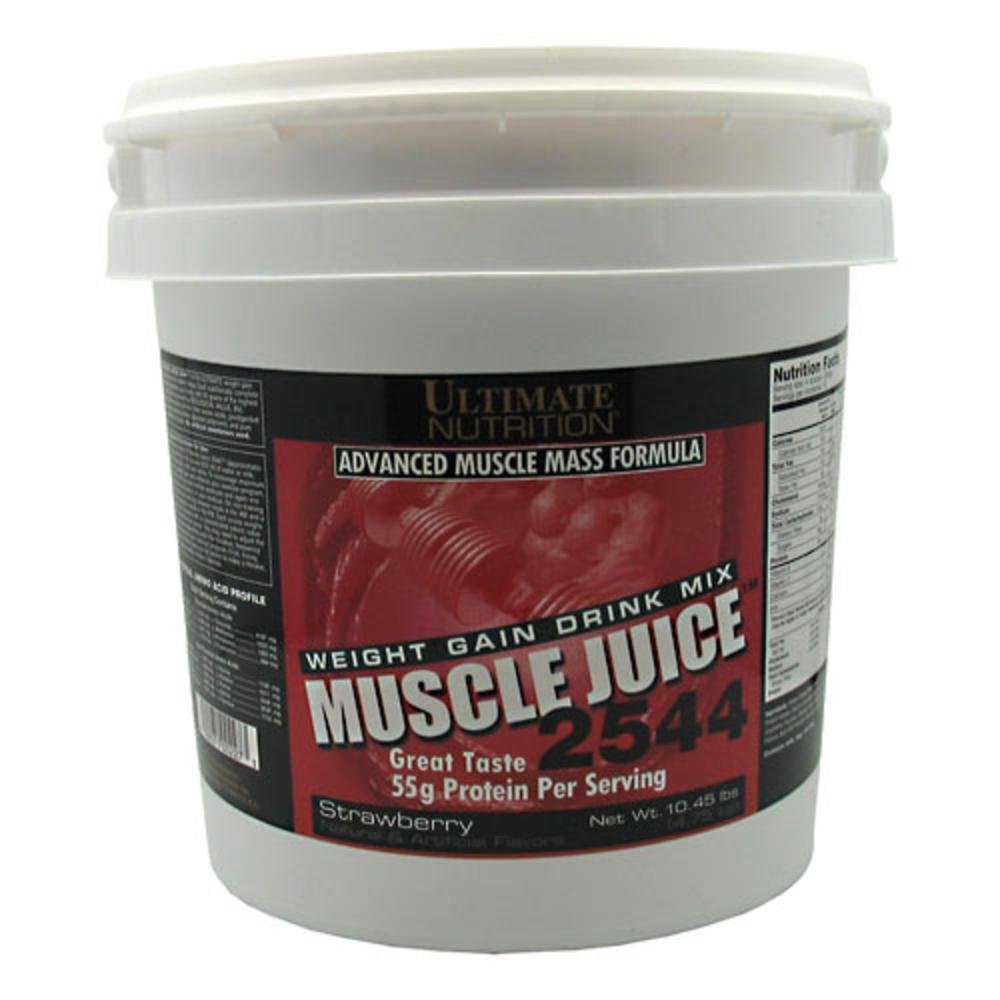 Ultimate Nutrition Muscle Juice 2544 - Premium Lean Muscle Mass Gainer Powder with Whey Protein Concentrate, Isolate, Casein & Egg Whites (10.45lb, Strawberry) - Post Workout Recovery & Weight Gain Supplement for Bodybuilders & Athletes
