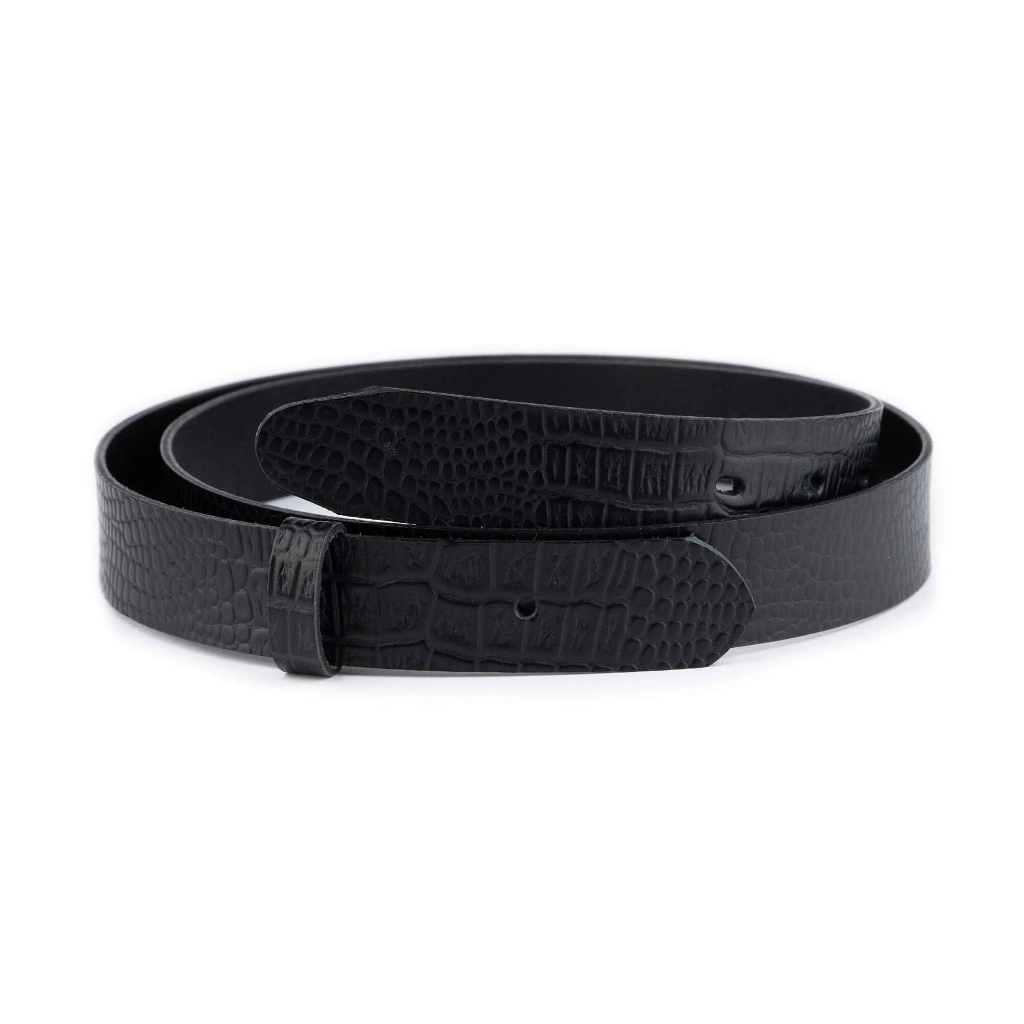 3.0 cm Black Croco Embossed Leather Belt Replacement Strap for Dunhill Buckles - Premium Dress Belt for Men, Business & Formal Occasions