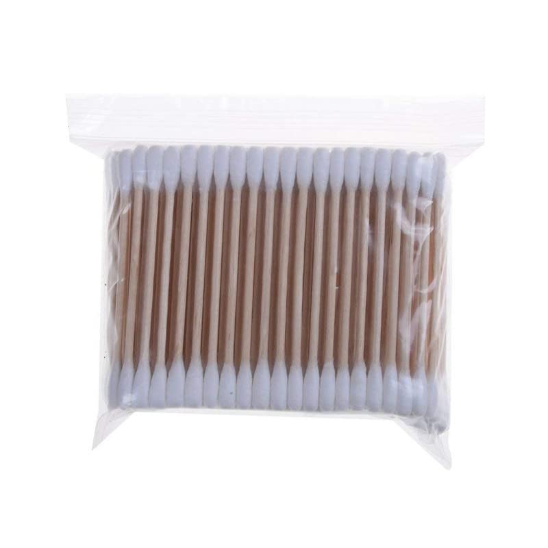 **Eco-Friendly Bamboo Cotton Swabs with Wooden Handles - Double Headed for Makeup, Ear Cleaning & Wound Care | Biodegradable & Gentle | Pack of 20 | Perfect for Travel, First Aid & Beauty Routines**