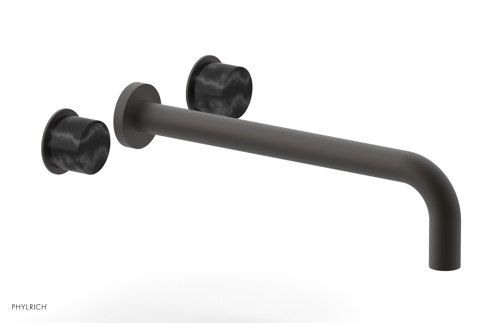 Premium II 12 Wall Mount Lavatory Set with Black Marble Handles - 230 13 12 - Modern Bathroom Sink Faucet for Home & Hotel Decor