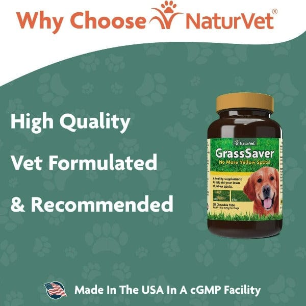 NaturVet GrassSaver Dog Soft Chews - Prevent Yellow Spots & Lawn Damage | Urine Neutralizing Supplement for Healthy Grass & Happy Pets | Perfect for Backyards, Dog Parks & Pet-Friendly Homes