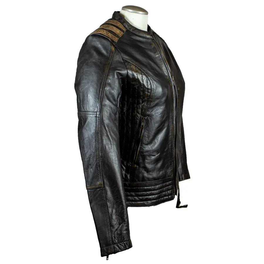 BOL Women's Racer Style Leather Jacket - Fashionable Motorcycle Biker Jacket for Women, Genuine Leather, Slim Fit - Perfect for Riding, Night Out & Casual Wear