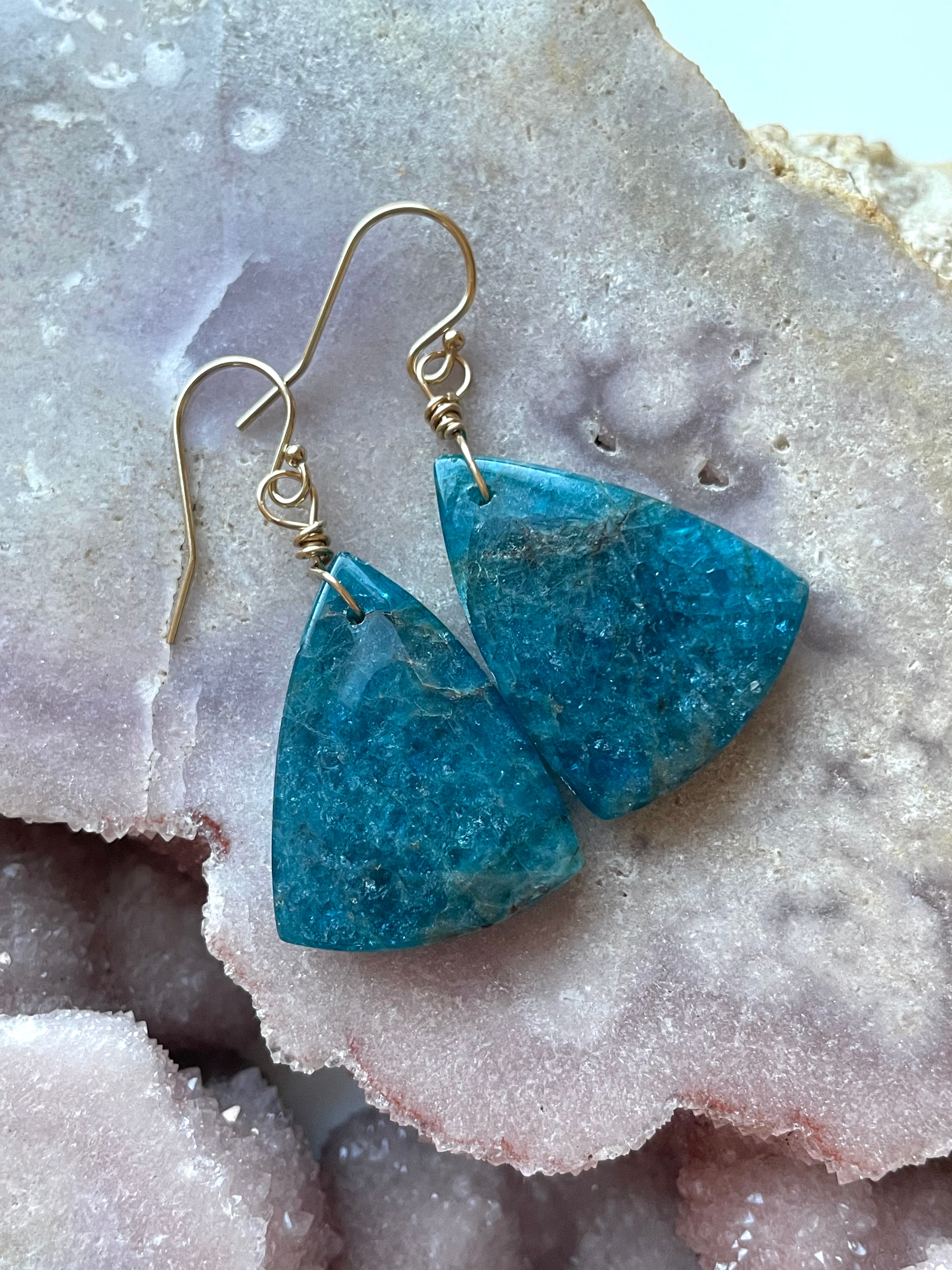 Natural Apatite Gold Filled Earrings for Women - Dainty Stud or Hoop Earrings for Everyday Wear, Gift Giving & Special Occasions