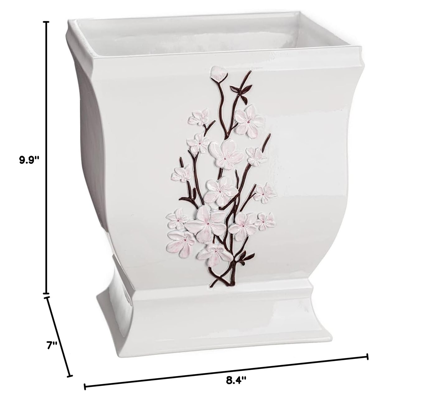 Creative Scents Vanda White Decorative Trash Can - Elegant Waste Basket for Bathroom, Bedroom & Living Room - Durable Small Garbage Bin for Home Decor | Perfect for Powder Rooms, Offices & Guest Rooms