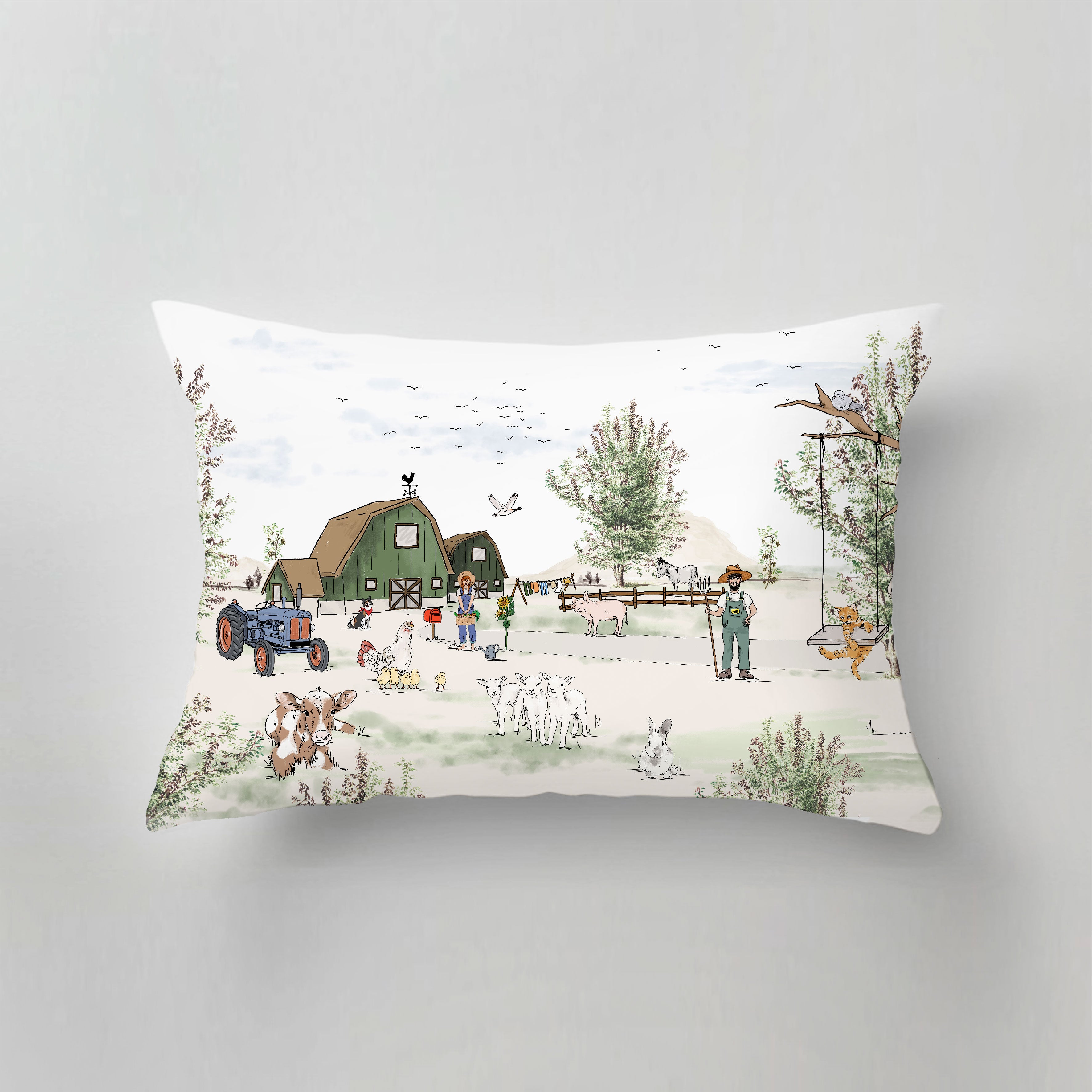 Outdoor Pillow - Animal Farm Design - Waterproof & Durable for Patio, Garden, and Poolside Use