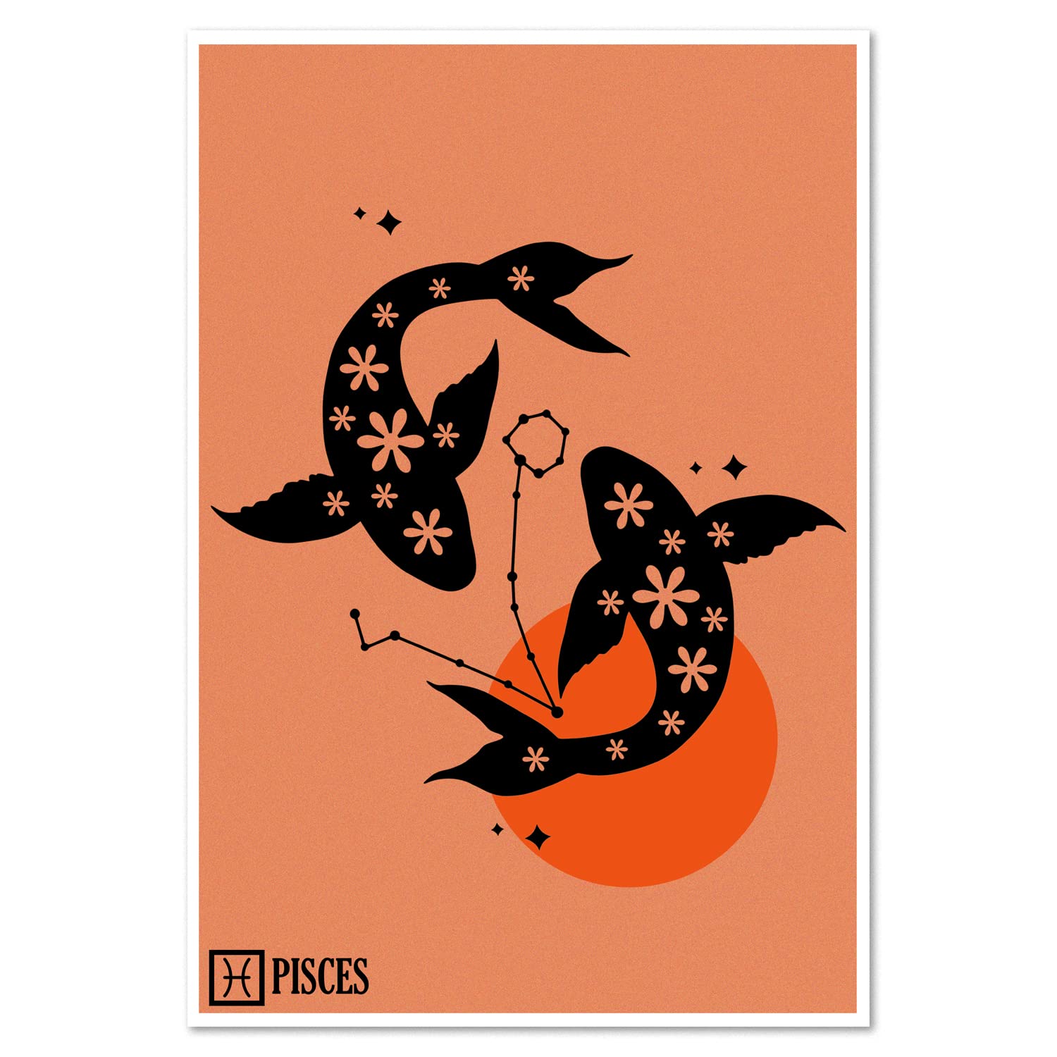 Pisces Zodiac Constellation Art Print - 16x24 Inch Modern Wall Decor for Home, Nursery, Office - Perfect for Astrology Lovers & Zodiac Sign Gifts