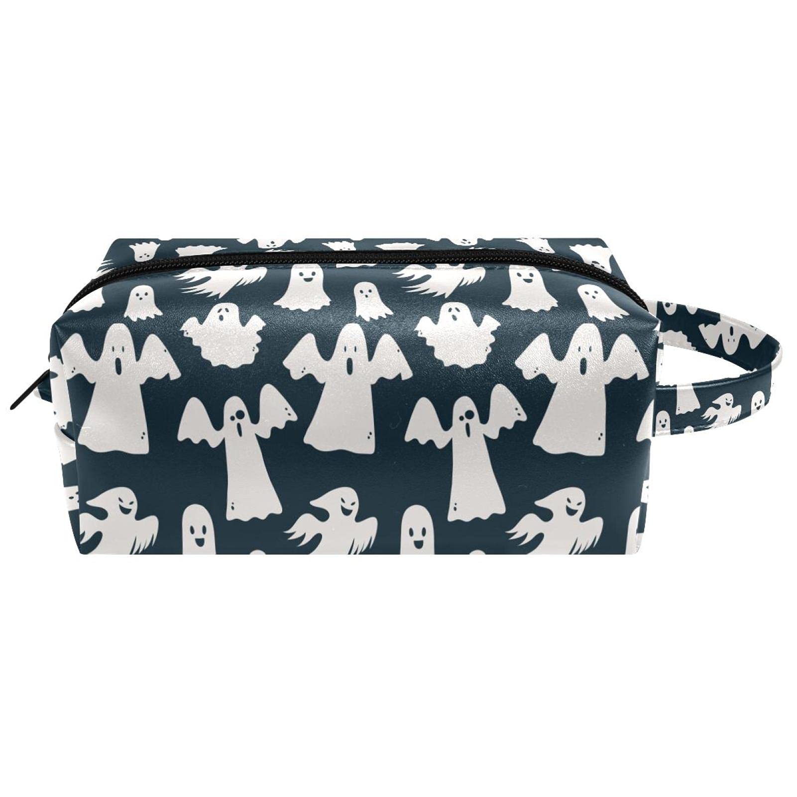Halloween Ghost Pattern Cosmetic Bag Organizer - Travel Toiletry Pouch for Makeup Artists, Women & Girls | Perfect for Halloween Parties, Travel & Daily Makeup Storage