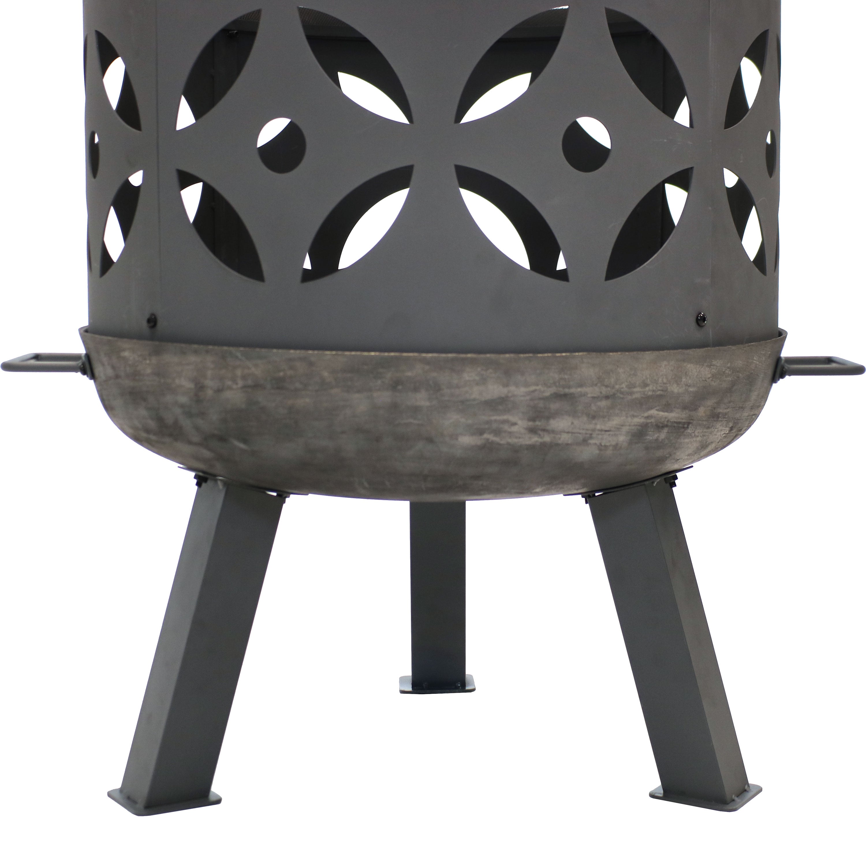 Sunnydaze 26 Inch Retro Fireplace Cast Iron Fire Pit with Spark Screen - Outdoor Backyard Patio Camping Fire Pit for Warmth and Ambiance