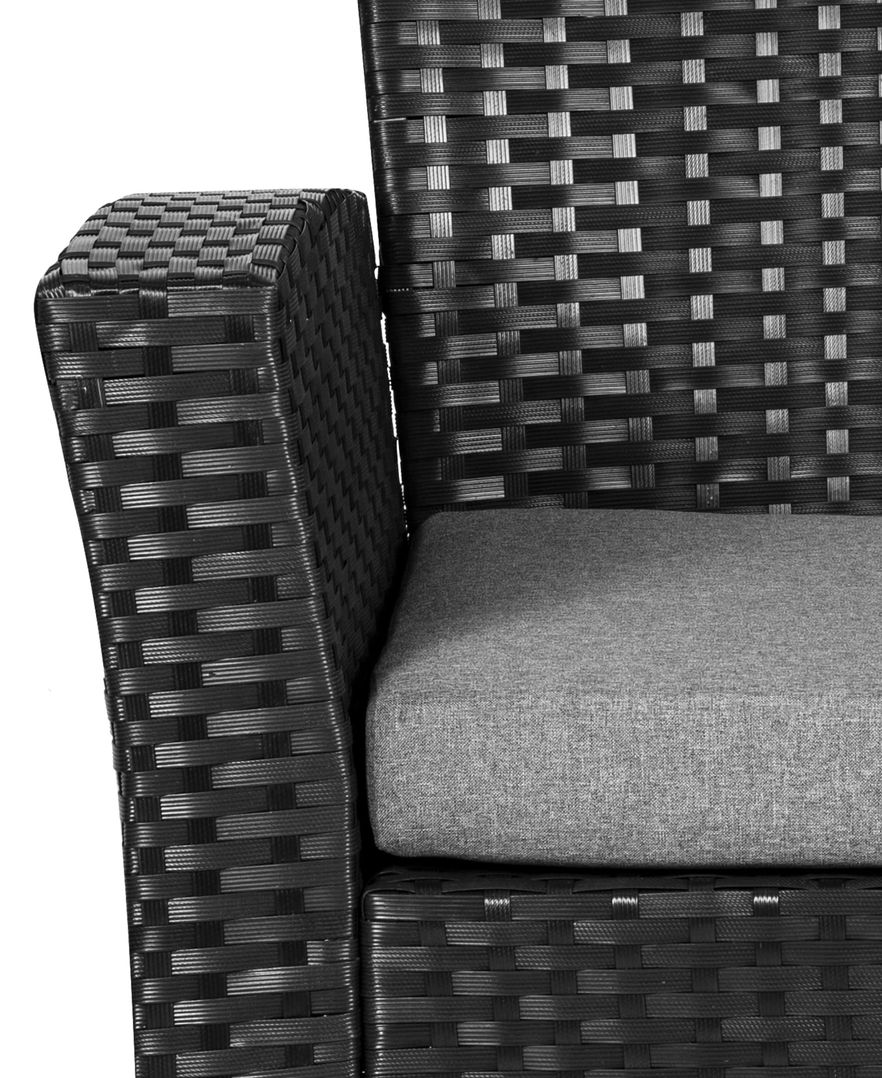 WestinTrends 4-Piece Coastal Black Patio Furniture Set - All-Weather HDPE Rattan Wicker Outdoor Sofa Set with Tempered Glass Coffee Table - Gray - Perfect for Backyard, Poolside & Beach House Decor