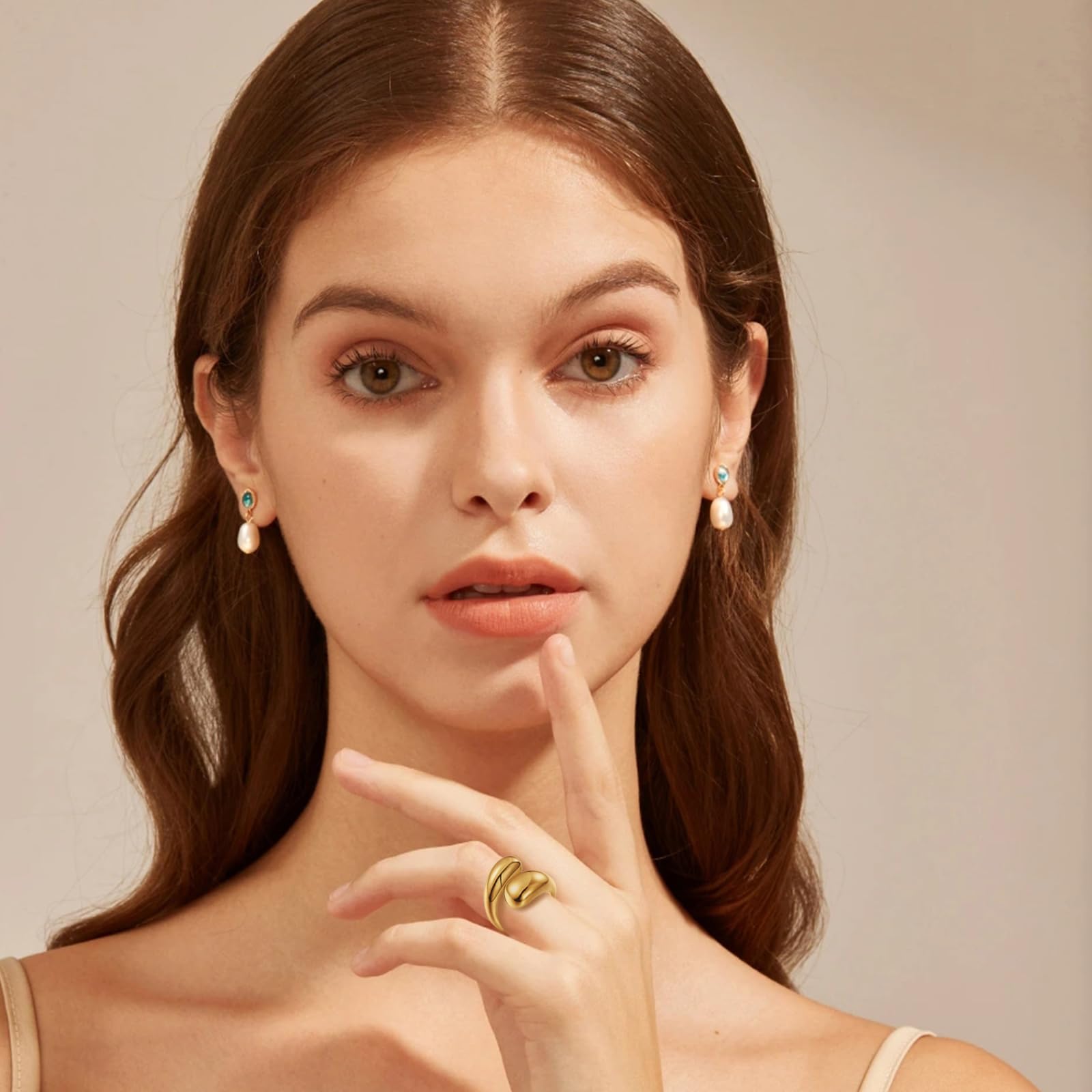 FUNTE® 18K Gold Plated Adjustable Thumb Rings for Women & Men - Chunky Teardrop Bow Design Thick Band Rings with Jewelry Box - Perfect for Gifts, Parties, and Everyday Fashion Accessories